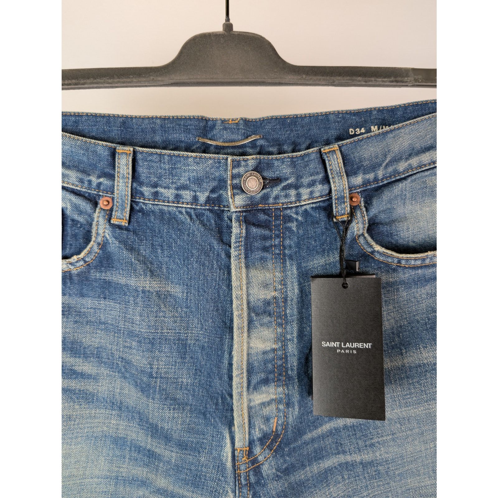 Saint Laurent Paris o1rshd1 Mick Jeans in Authentic Vintage Blue Size US 33 - 7 Thumbnail