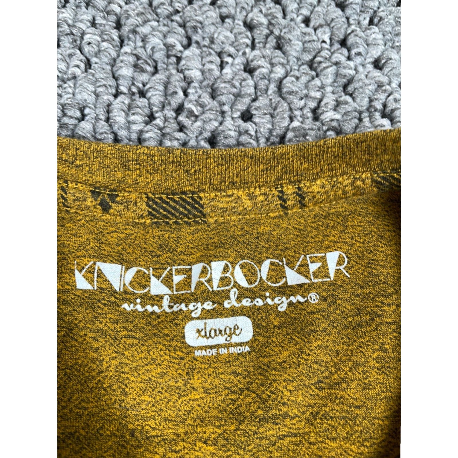 Vintage Knickerbocker T-Shirt Adult XL Dark Yellow Check Geometric Pattern Cotton Blend 90s Retro Mens Size US XL / EU 56 / 4 - 3 Thumbnail