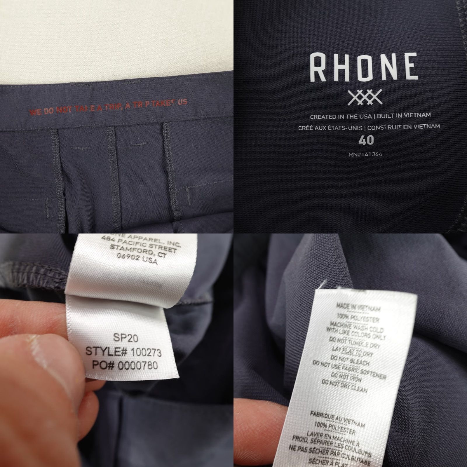 Rhone Rhone Shorts 40 Navy Blue 9" Commuter Performance Chino Casual Golf Golfer Mens Size US 41 - 8 Thumbnail