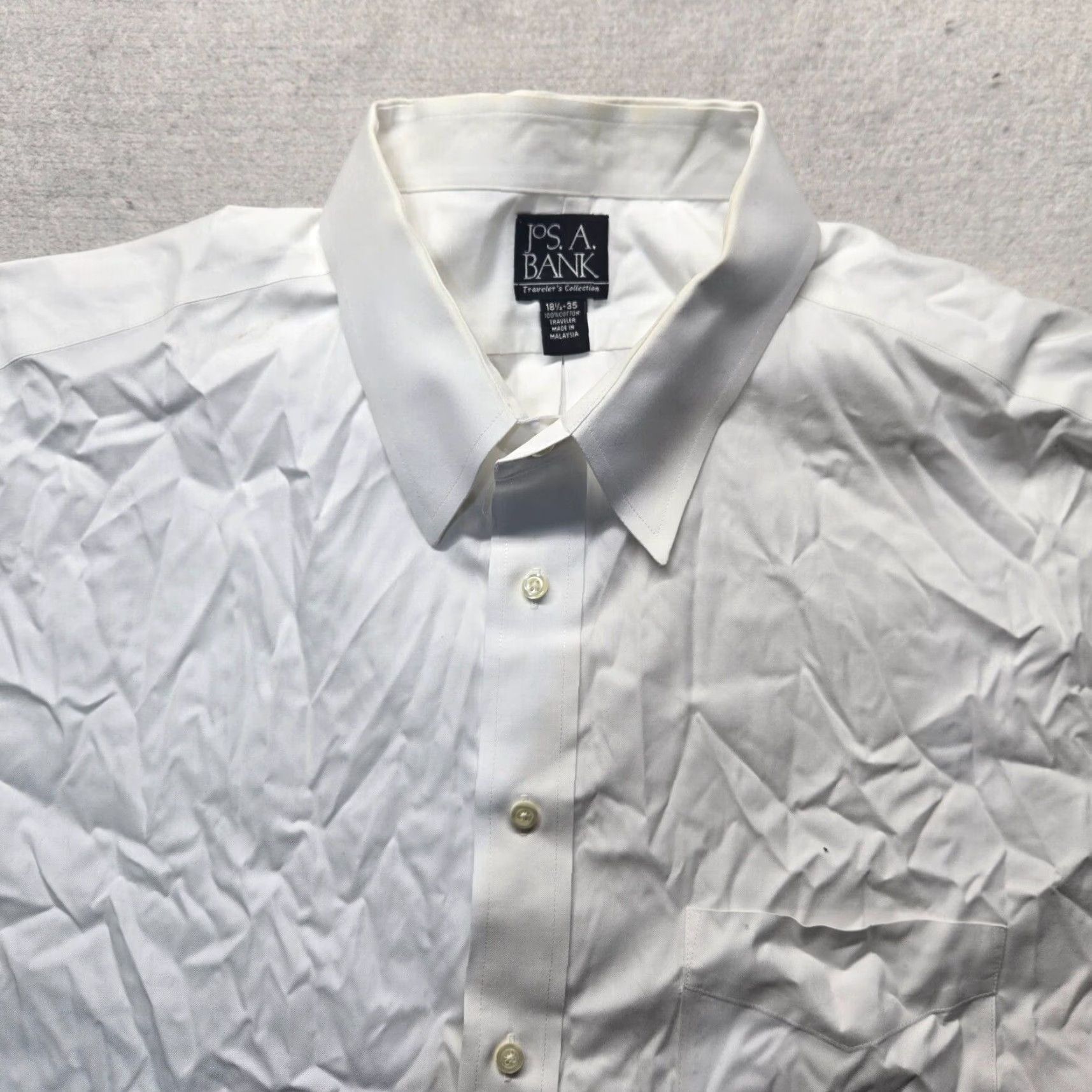 Jos. A. Bank VINTAGE Jos. A. Bank Traveler Dress Shirt Men's Long Sleeve Solid White Medium Cotton Classic 90s Business Office Size 48R - 2 Thumbnail