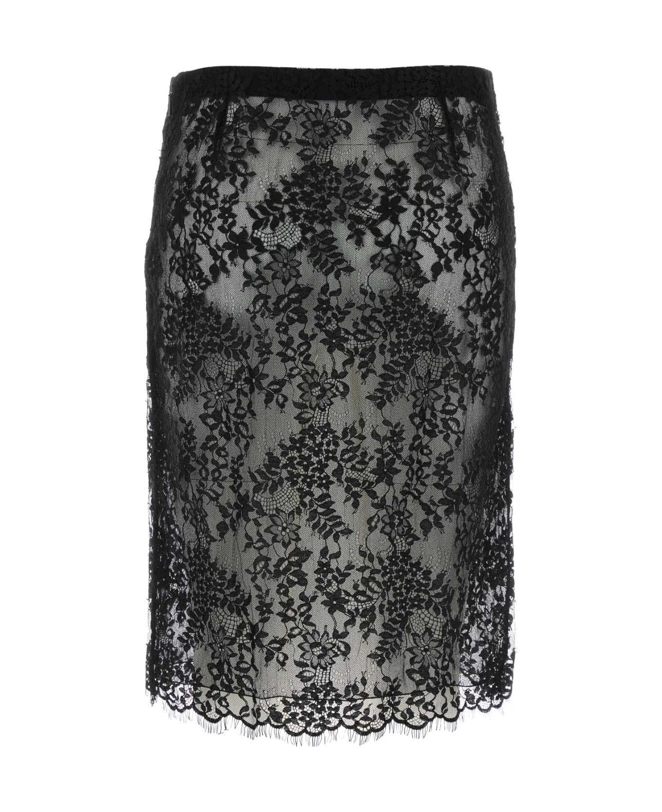 Saint Laurent Paris o1bcso1str0426 Lace Skirt in Black Size 28" / US 6 / IT 42 - 2 Thumbnail