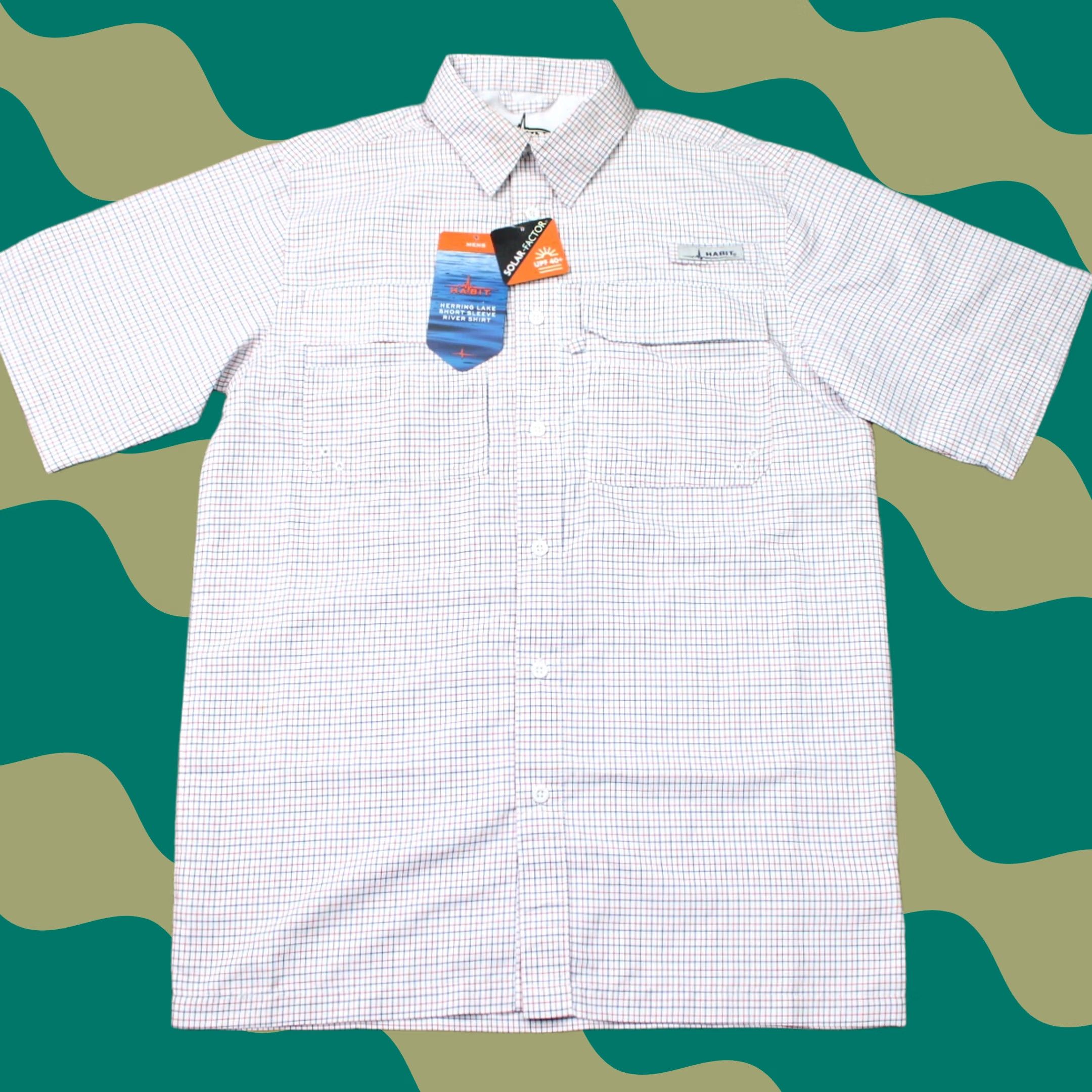 Habitat Habit Shirt Mens Small Red Button-Up Shirt with Pocket Short Sleeve Check Pattern Vintage No Size US S / EU 44-46 / 1 - 1 Thumbnail