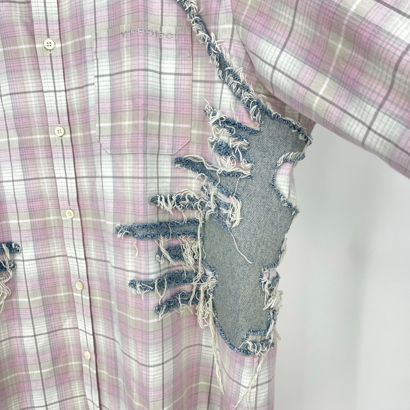 Y/Project Y-PROJECT | Whisker Distressed Denim Flannel Shirt XXL Size US XXL / EU 58 / 5 - 11 Thumbnail