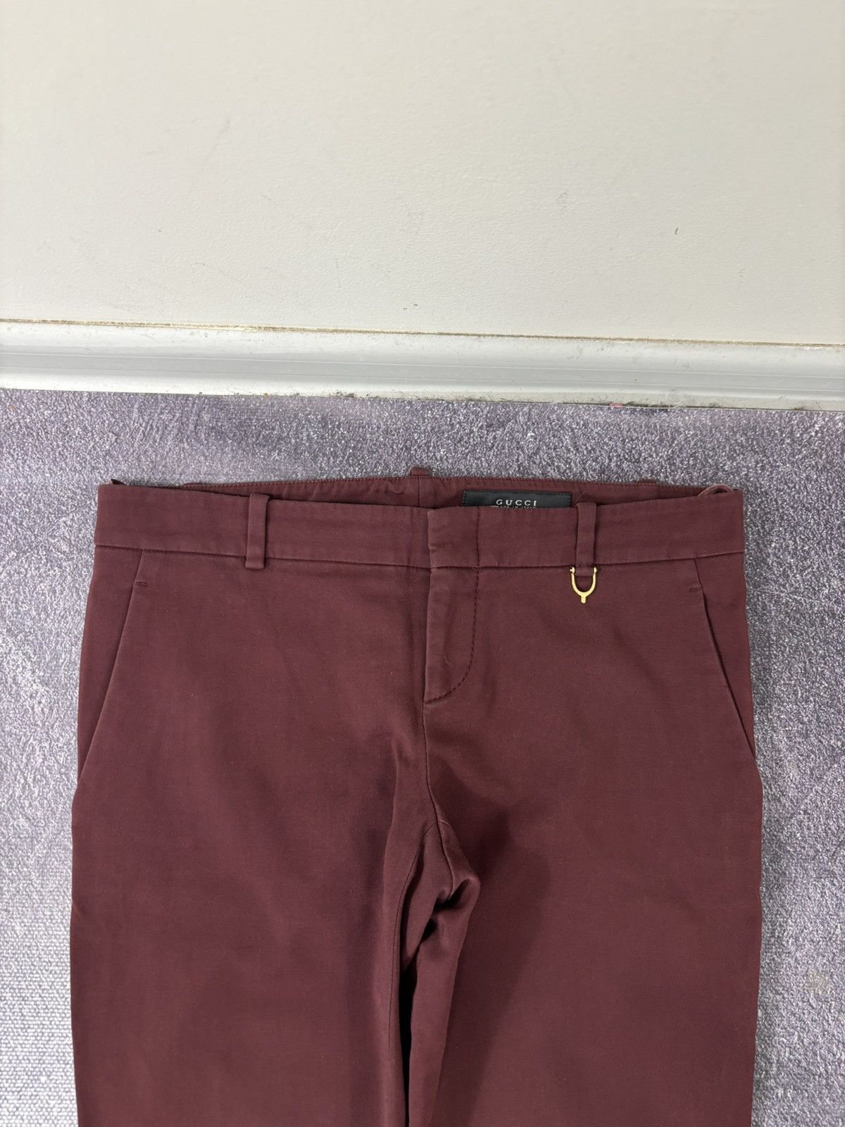 Gucci Gucci Women’s Vintage Slim Fit Burgundy Luxury Pants Size 28" / US 6 / IT 42 - 7 Thumbnail