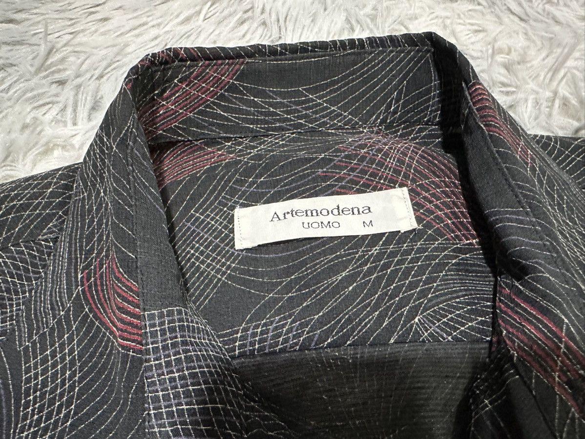 Japanese Brand 🔥80s Artemodena Uomo Distorted Line Illusion Wave Shirt Ss Size US M / EU 48-50 / 2 - 7 Thumbnail