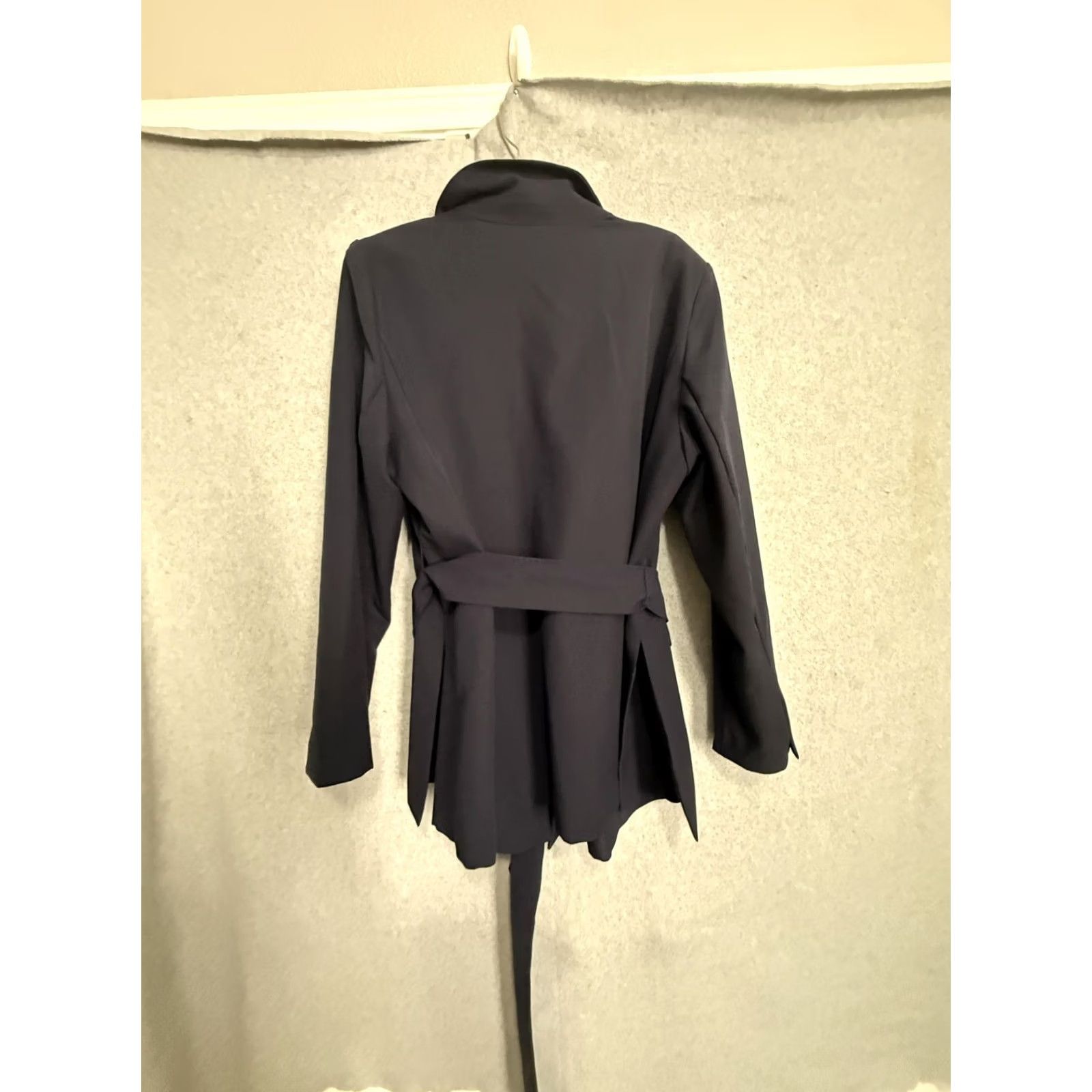 Vintage Lane Bryant Womens Blazer Jacket 18 Navy Blue Belted 2 Button Lined Stretch Plus Size XXL / US 16-18 / IT 52-54 - 2 Thumbnail