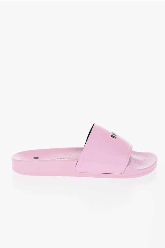 MSGM og1mm0724 Solid Contrasting Logo Sliders in Pink Size US 10 / IT 40 - 1 Thumbnail