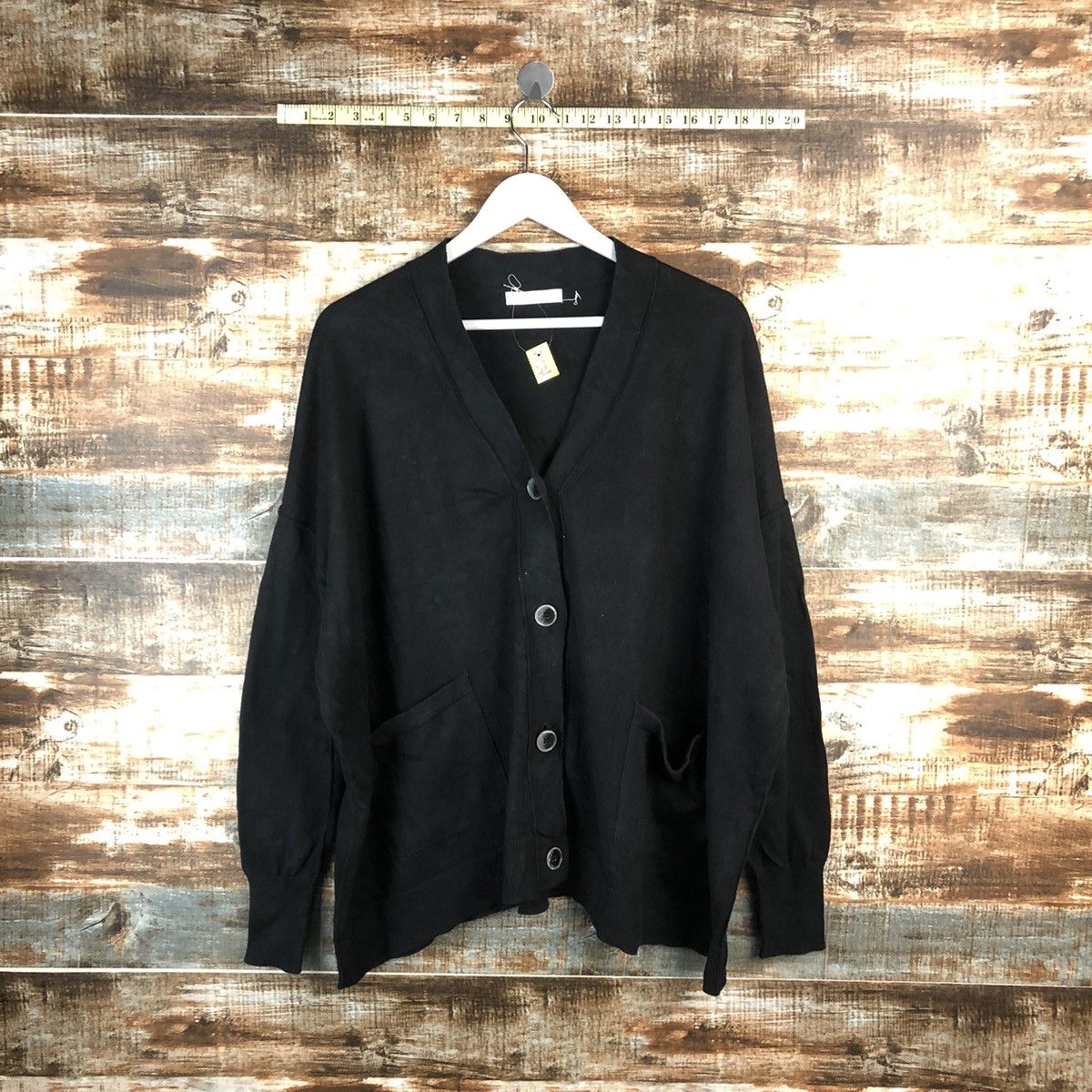 Homespun Knitwear × Japanese Brand Choco Raffine plain Black Cardigan Knitwear #A1591 Size US XL / EU 56 / 4 - 1 Thumbnail