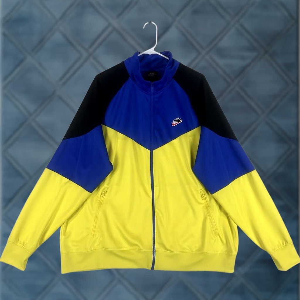 Nike Nike Windrunner Jacket Mens XL Yellow Blue Colorblock Full Zip Pockets Hood Logo Size US XL / EU 56 / 4 - 1 Thumbnail