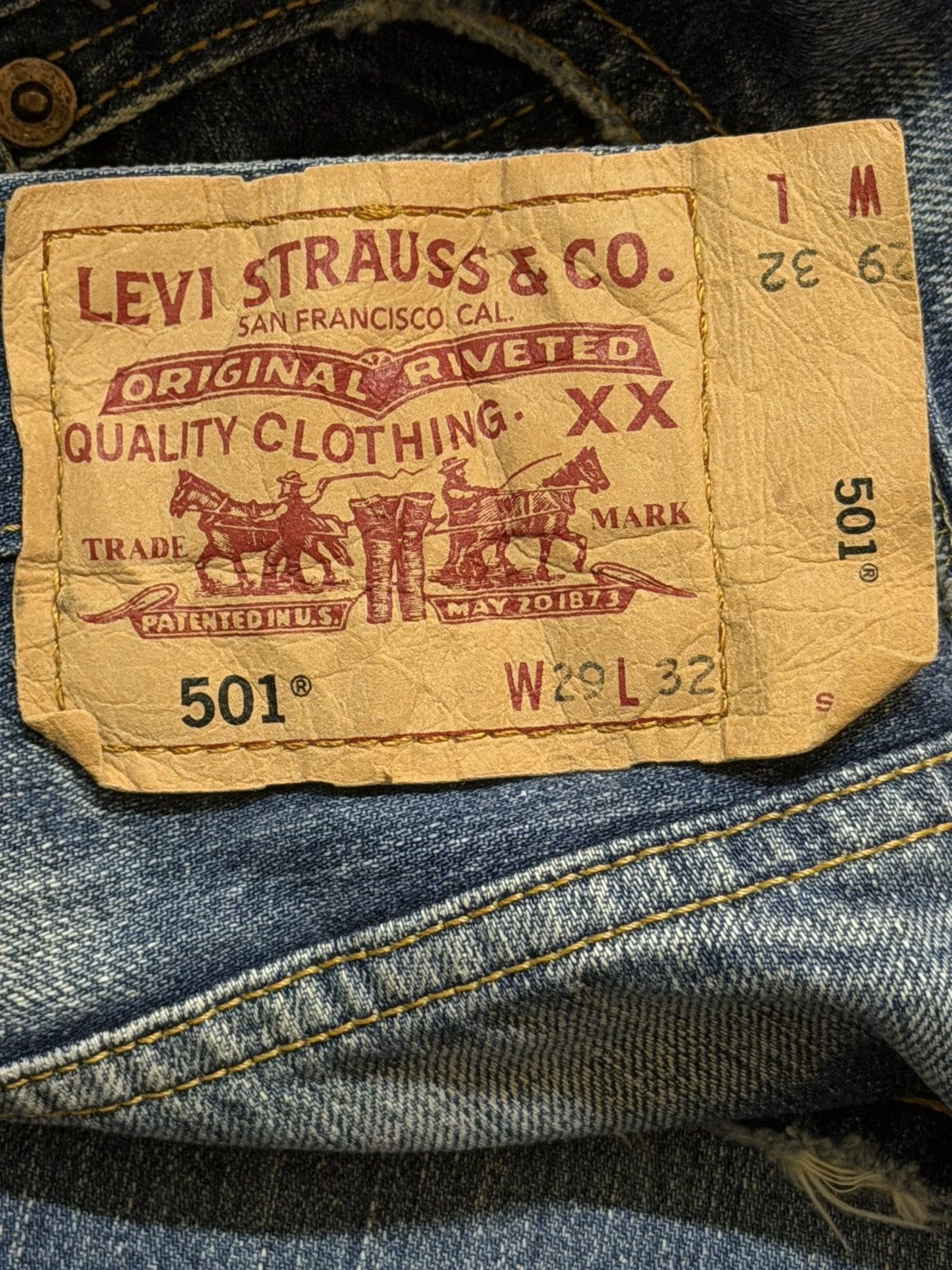 Levi's Vintage 90s Levis 501 Faded Wash Distressed Straight Loose Size US 29 - 6 Thumbnail