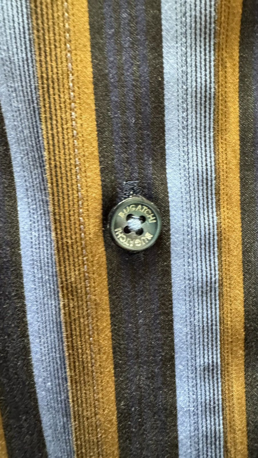 BUGATCHI BUGATCHI Tan and blue striped buttoned long sleeve Size US XL / EU 56 / 4 - 3 Thumbnail