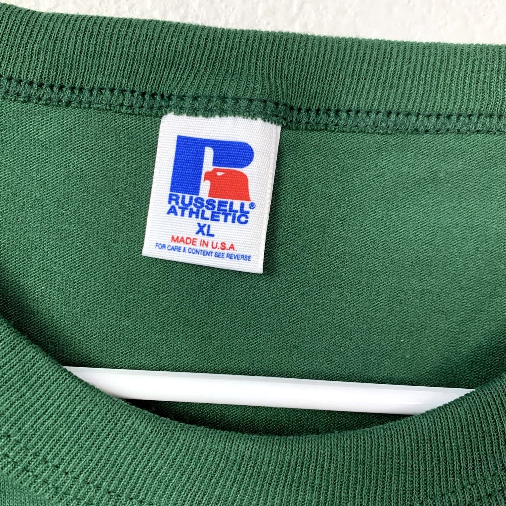 Russell Athletic VINTAGE Russell Athletic Men XL Blank Green T-Shirt Short Sleeve Crew Neck Size US XL / EU 56 / 4 - 3 Thumbnail