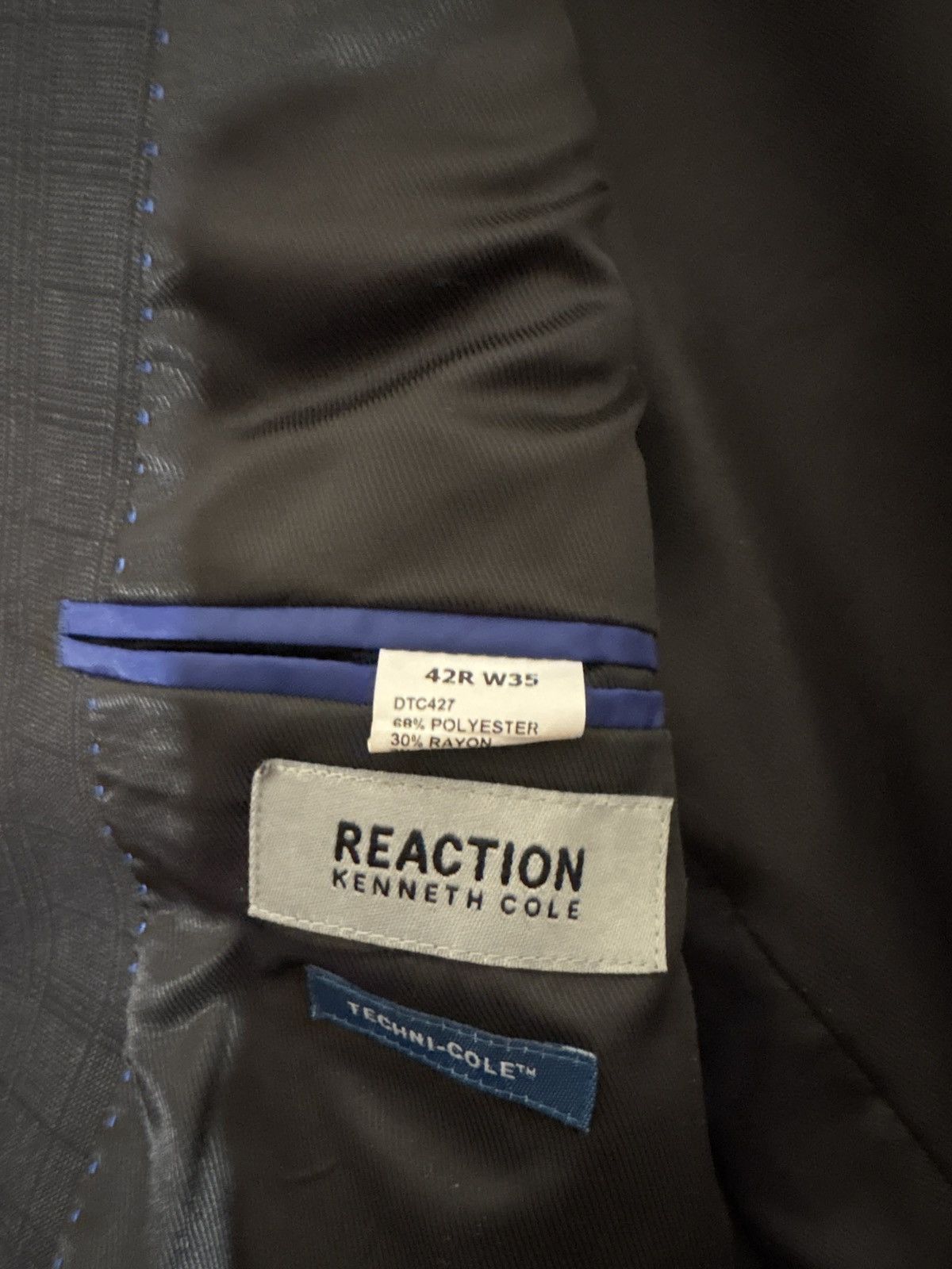 Kenneth Cole Kenneth Cole Reaction 42R Charcoal Windowpane Blazer Size 42R - 2 Thumbnail