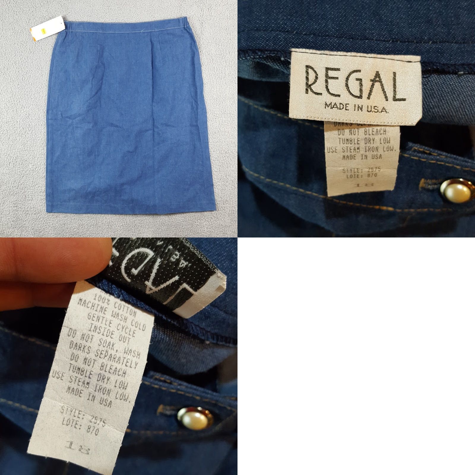Denime VINTAGE Regal Denim Pencil Skirt Women's Size 18 Knee Length Blue 80s Western Retro Size 40" / US 18 - 8 Thumbnail