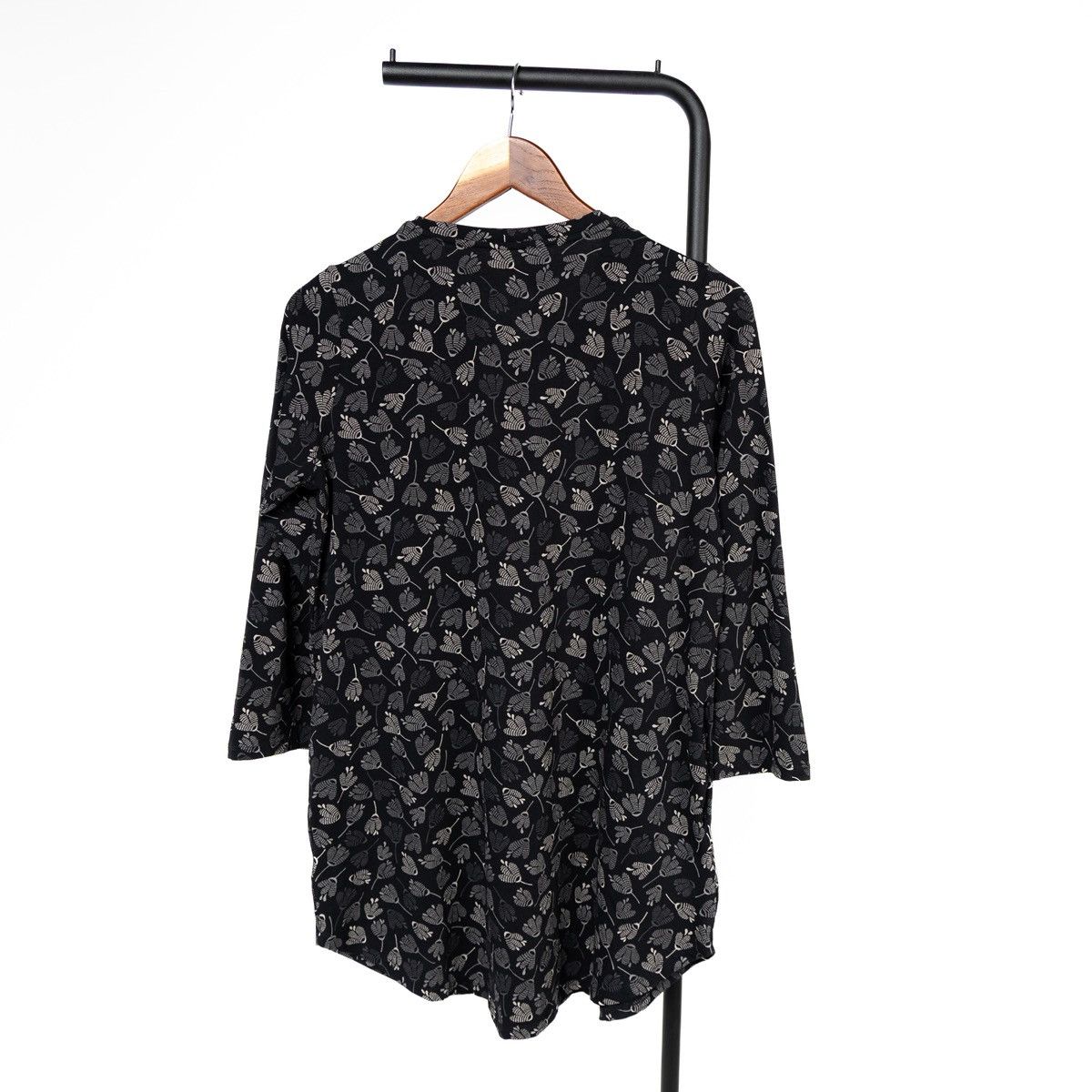 Gudrun Sjoden Gudrun Sjoden Women Floral Tunic Top Black Button 3/4 Sleeve Size S / US 4 / IT 40 - 2 Thumbnail