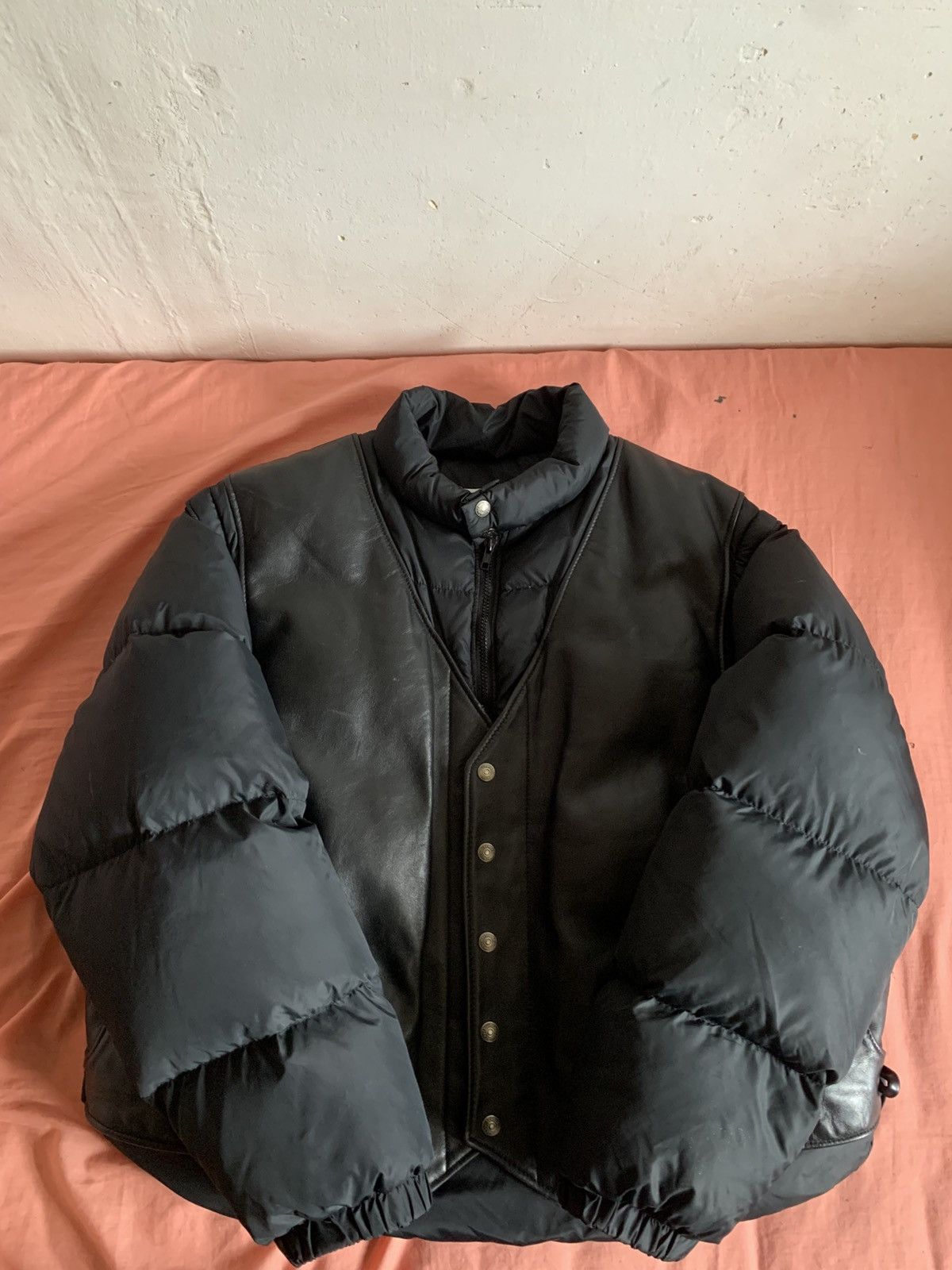 Schott Schott Leather Goose Down Puffer Jacket Size US XL / EU 56 / 4 - 4 Thumbnail