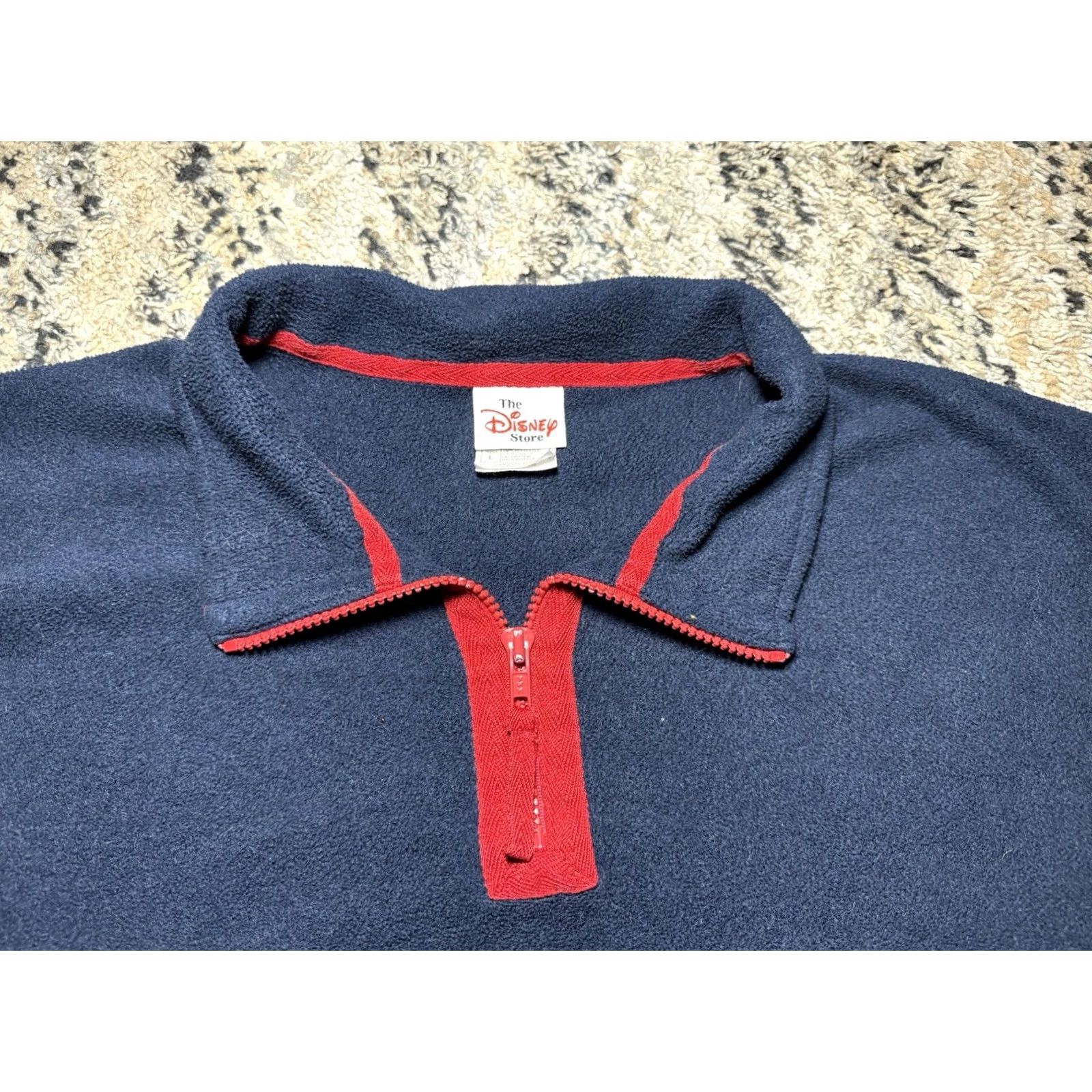 Disney VINTAGE Disney Winnie Pooh Friends Fleece Pullover 1/4 Zip Navy Blue Large Adult Unisex Sweater 90s Made USA Size L / US 10 / IT 46 - 3 Thumbnail