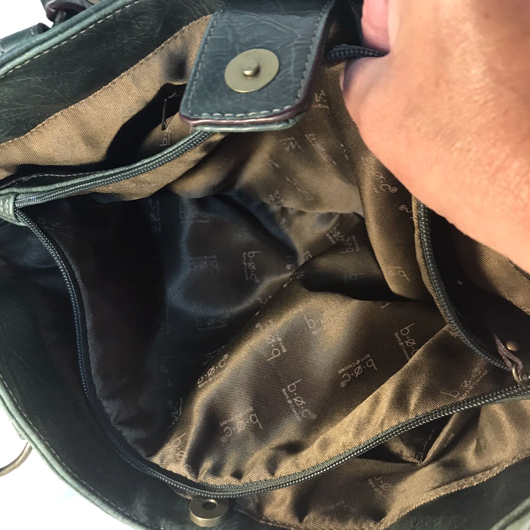 Born Born Concepts Green Leather Shoulder Bag Women Large Multi-Pockets Travel Casual Workwear Size ONE SIZE - 4 Thumbnail
