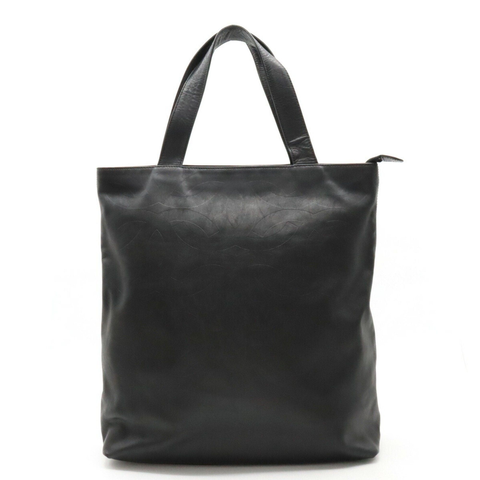 image of Chanel Coco Mark Embossed Tote Bag Shoulder Leather Black, Women's