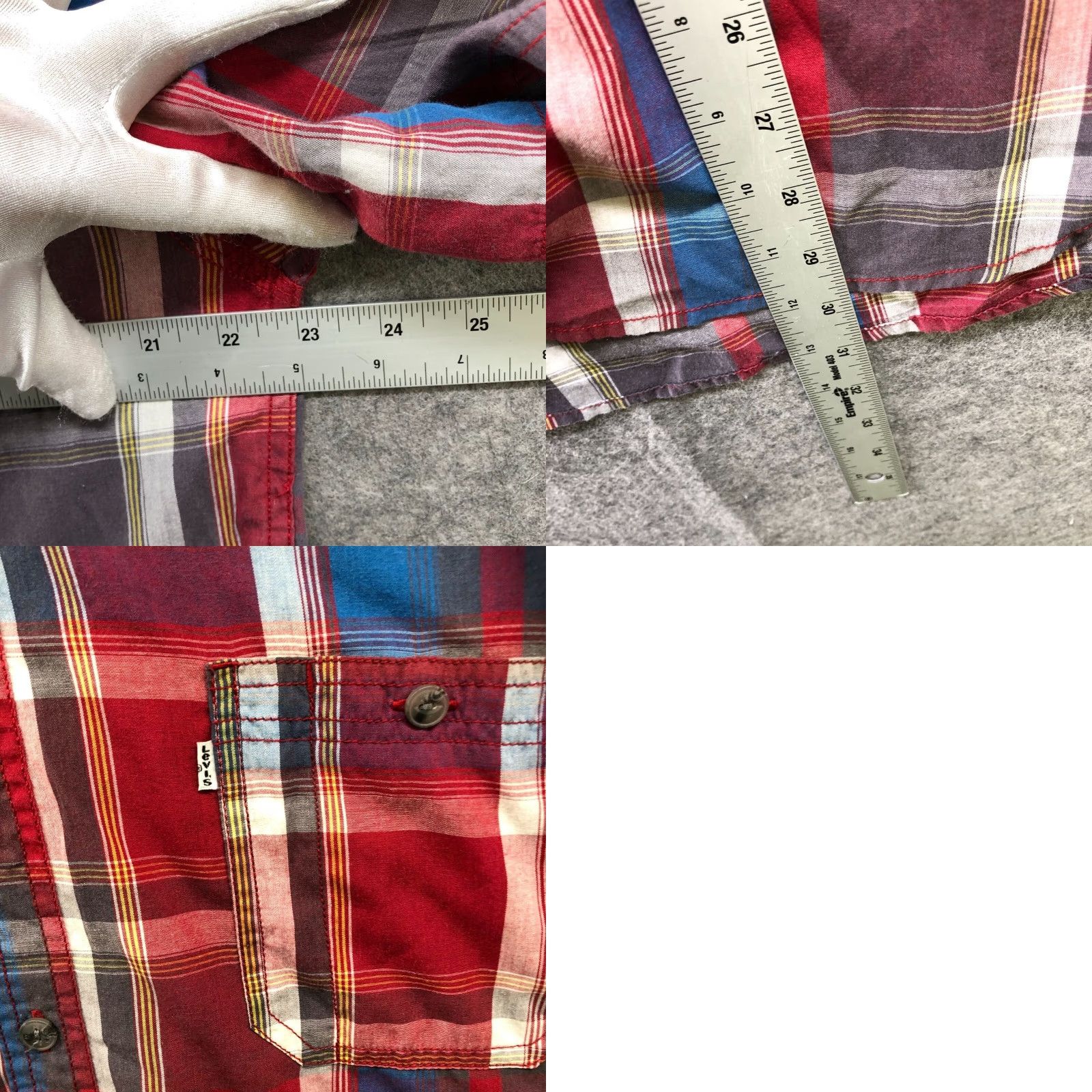 Levi's Levi's Shirt Short Sleeve Mens XL Red Plaid Button-Up Cotton Blend Pocketed Western Classic Everyday Size US XL / EU 56 / 4 - 8 Thumbnail