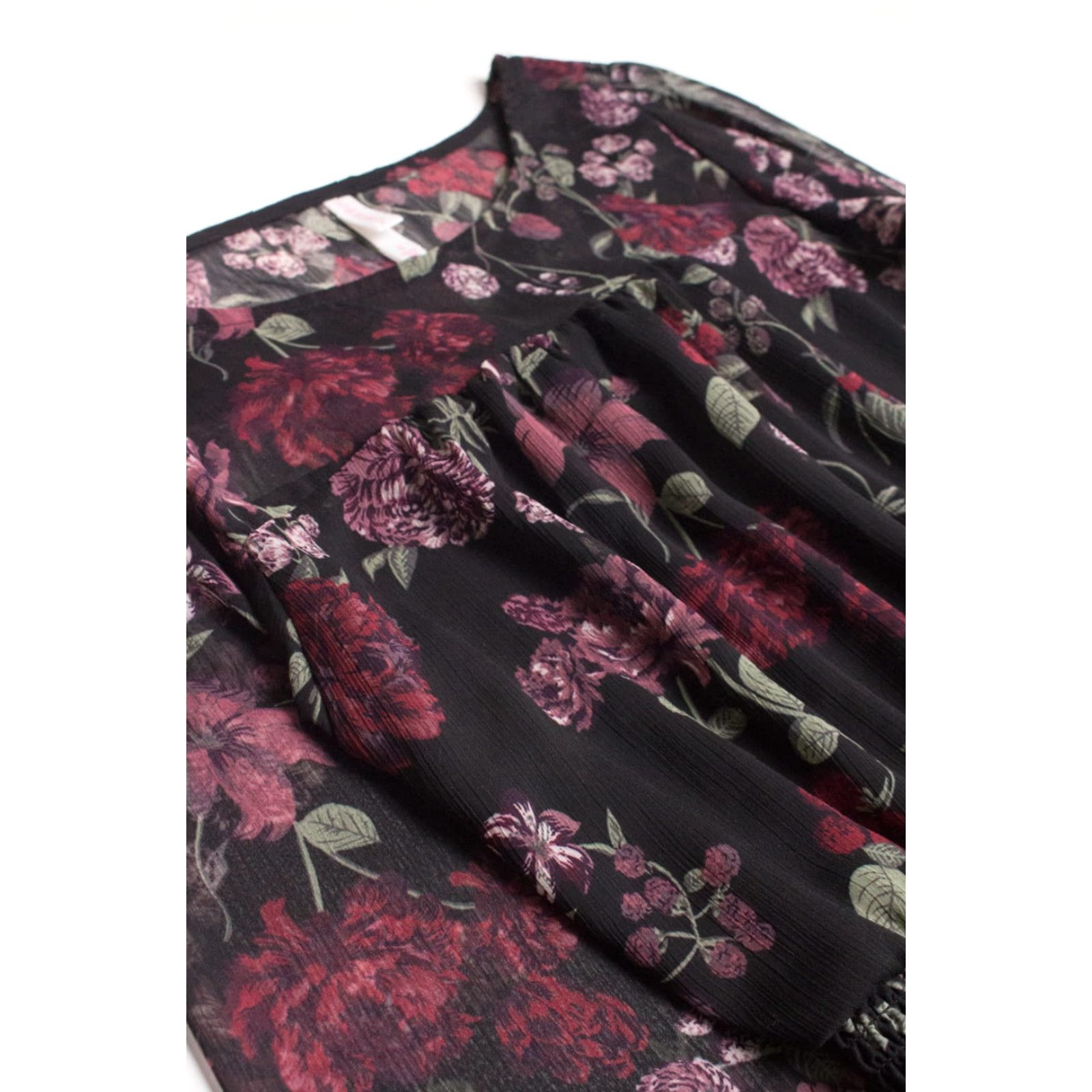 Vintage VINTAGE Xhilaration Dress Black Floral Recycled Long Sleeve Small XS? Size S / US 4 / IT 40 - 2 Thumbnail