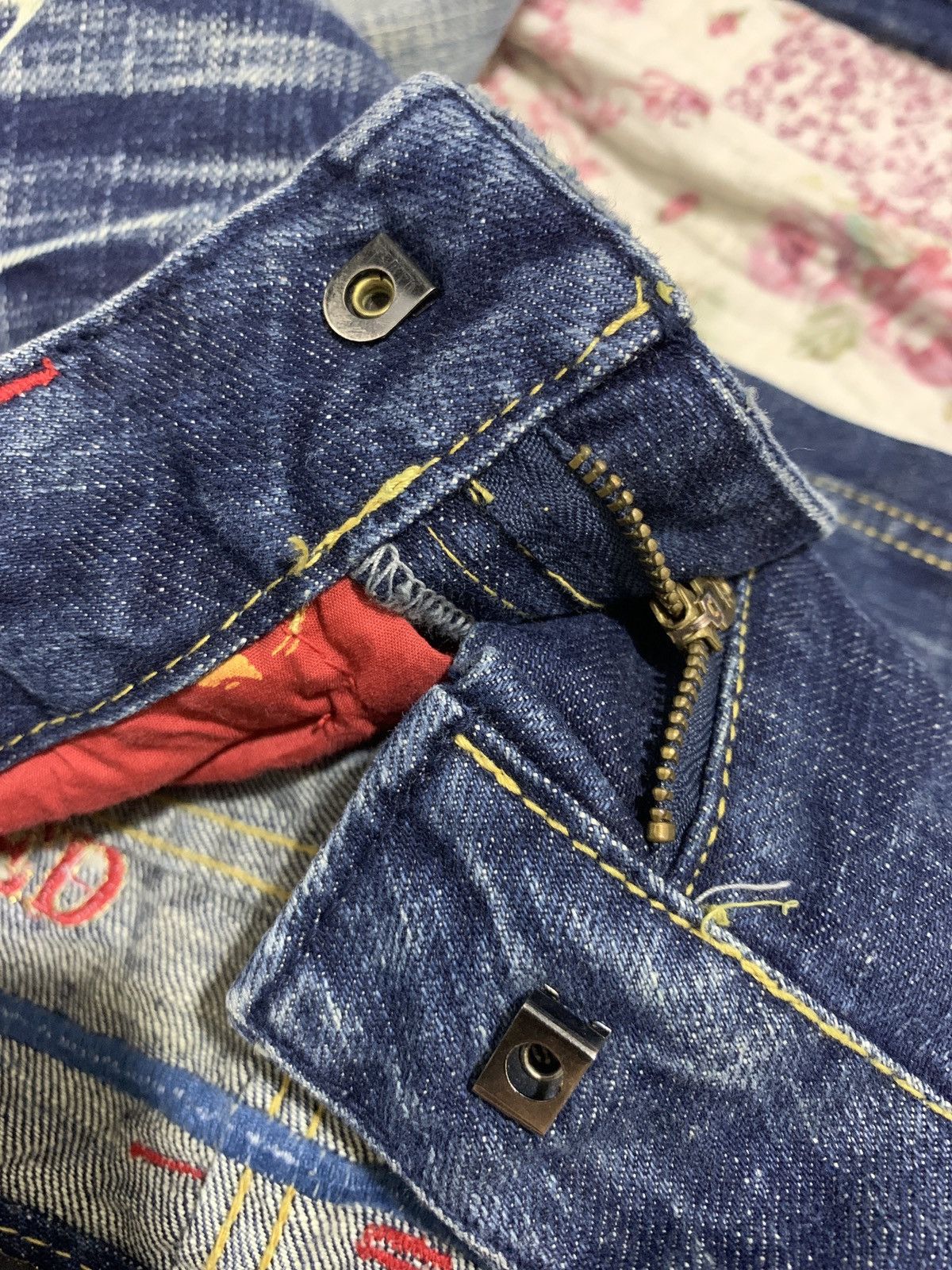 Japanese Brand Red Pepper denim pant red indian design distressed Size 31" - 16 Thumbnail