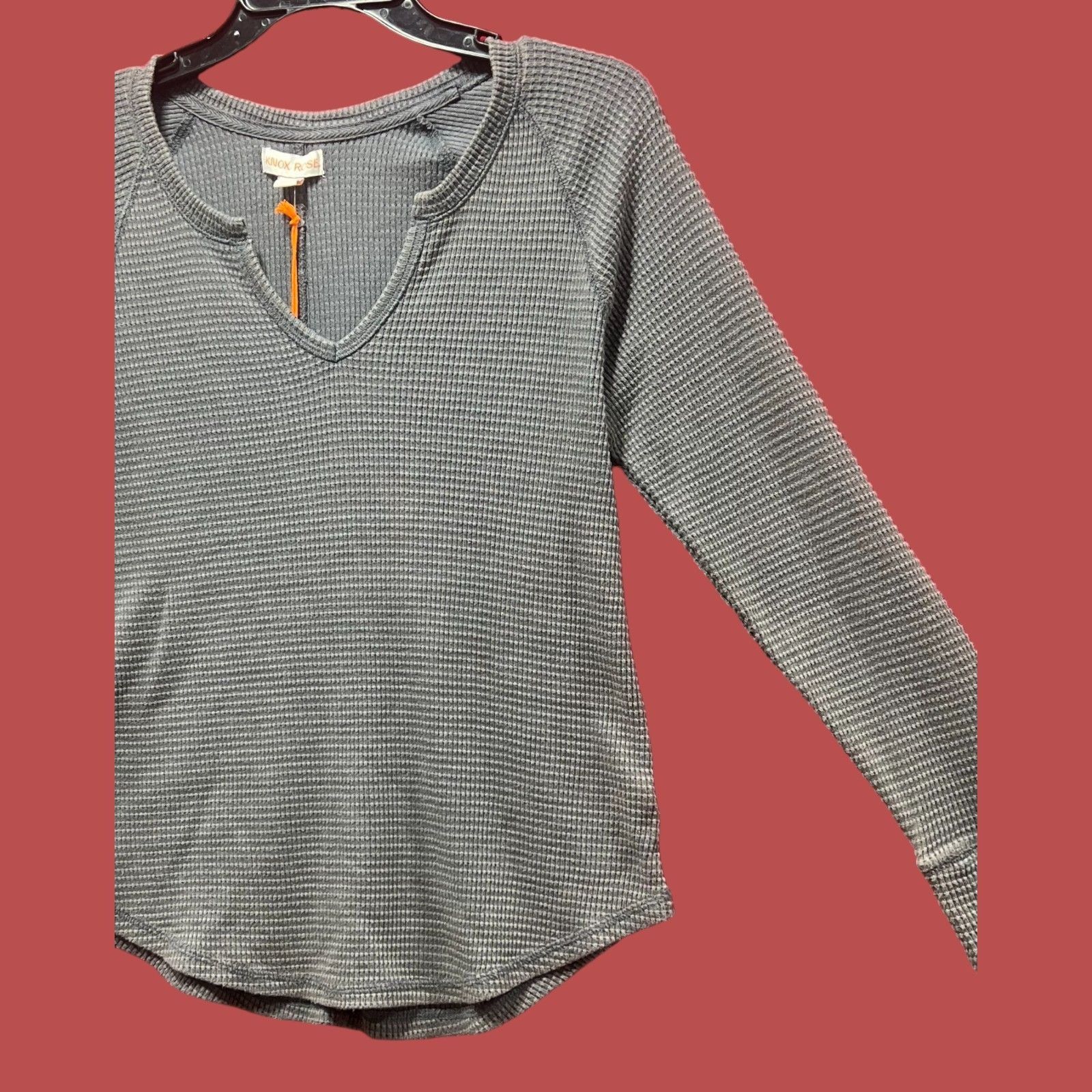 Other Knox Rose - Women's Long Sleeve Notch Neck Thermal Top - Dar Size M / US 6-8 / IT 42-44 - 15 Thumbnail