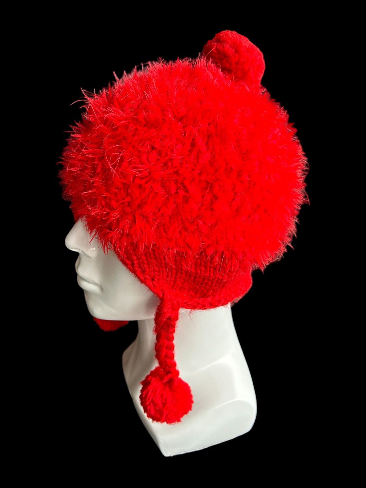 Japanese Brand × Kapital × Vintage RARE* Japanese Style Mohawk Punk Mohair Red Beanie Hats🎌☠️ Size ONE SIZE - 1 Thumbnail