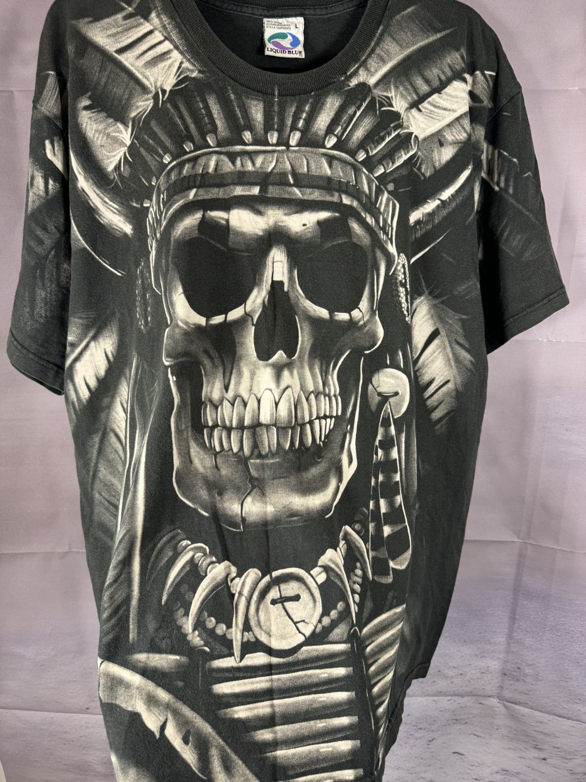 Liquid Blue × Vintage 90’s Vintage 1997 Liquid Blue Shirt XL Skeleton Indian AOP Size US L / EU 52-54 / 3 - 7 Thumbnail