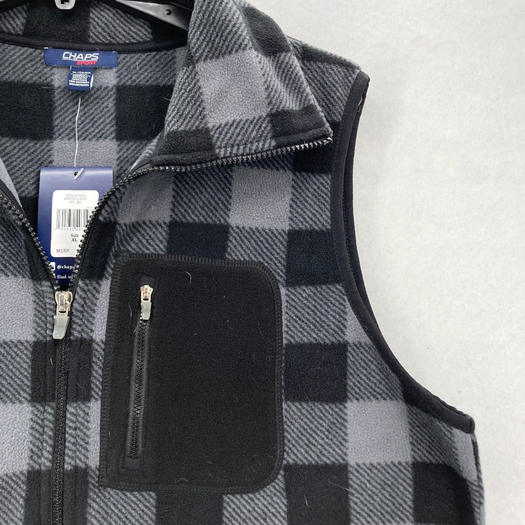 Chaps Chaps Sport Fleece Full Zip Vest Mens XL Gray Plaid Pockets Outdoors NWT Size US XL / EU 56 / 4 - 3 Thumbnail