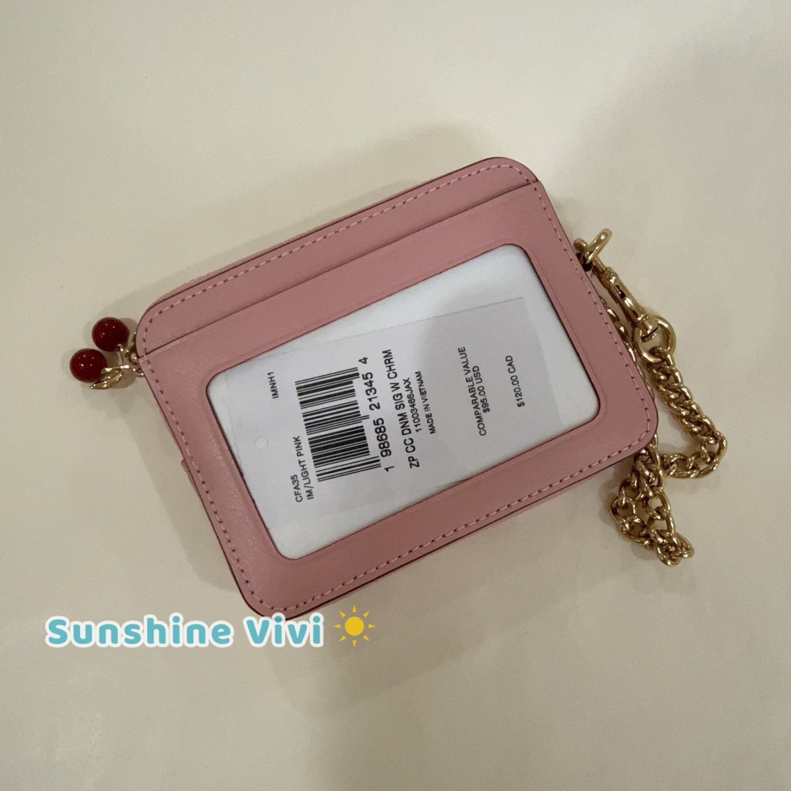 Coach NWT Coach Zip Card Case Charm CFA35 denim/Gold/Light Pink Size ONE SIZE - 6 Thumbnail