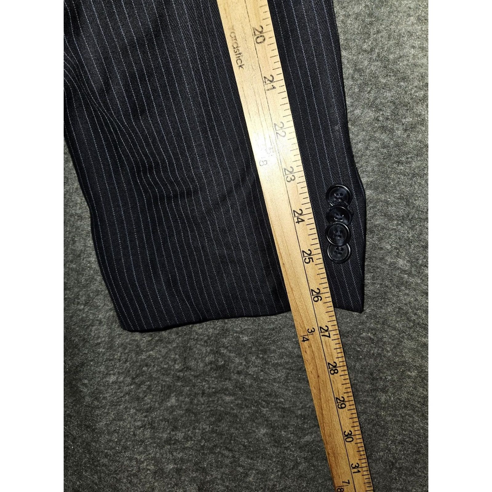 Tommy Hilfiger Tommy Hilfiger Blazer Mens 52L Navy Blue Pinstripe Wool Suit Jacket Coat Pinstripe Notch Two-Button Long 52L Navy Mens Business Formal Blazer Size 52R - 7 Thumbnail