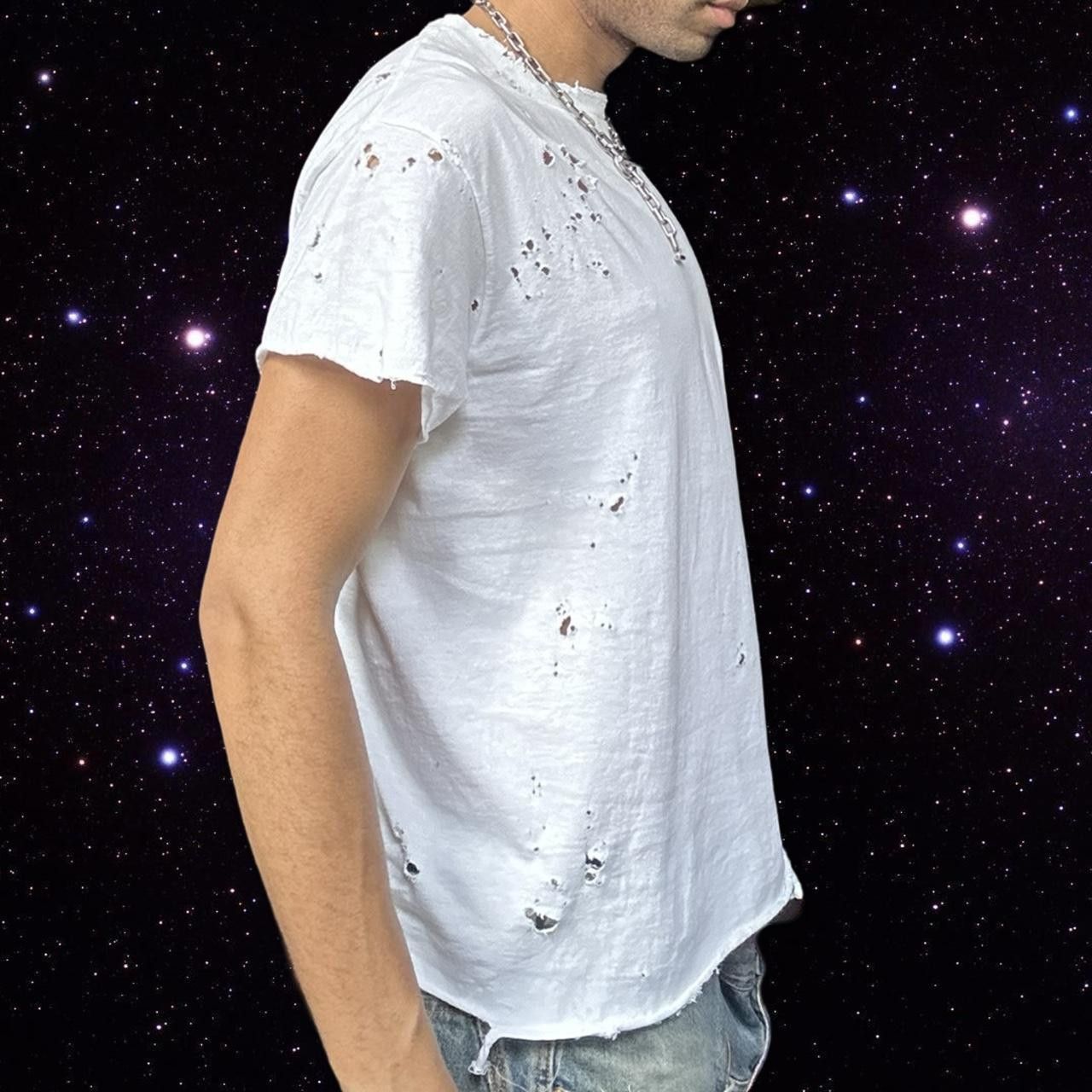 Gildan ASTROBOI* x Gildan White Ripped Grunge T-shirt - Large Size US L / EU 52-54 / 3 - 5 Thumbnail