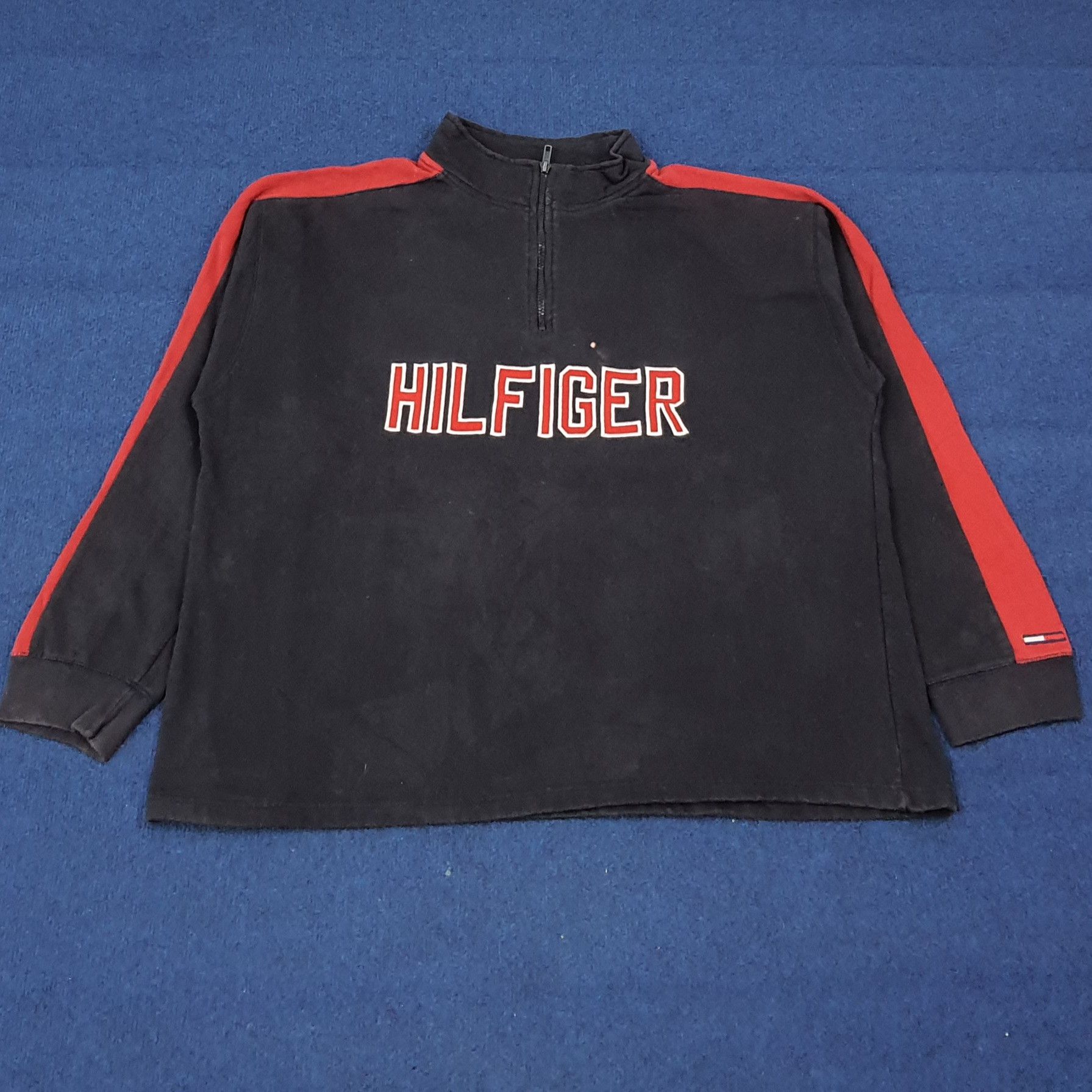 Tommy Hilfiger Vintage Tommy Hilfiger Stripe Half Zipper Sweatshirt C273N28 Size US XL / EU 56 / 4 - 1 Thumbnail