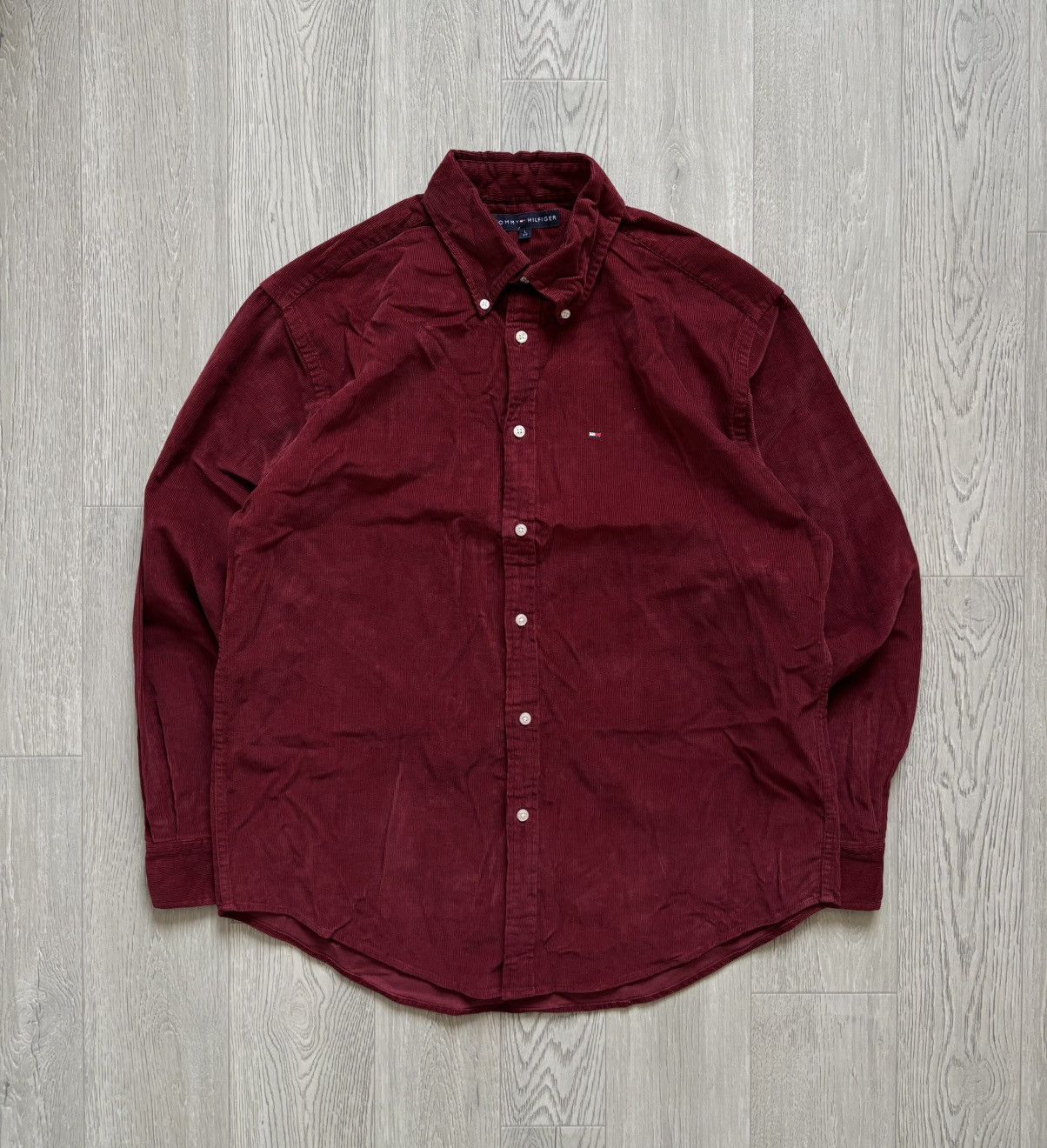 Tommy Hilfiger × Vintage Plaid Shirt Tommy Hilfiger Corduroy Button Up Size US L / EU 52-54 / 3 - 1 Thumbnail