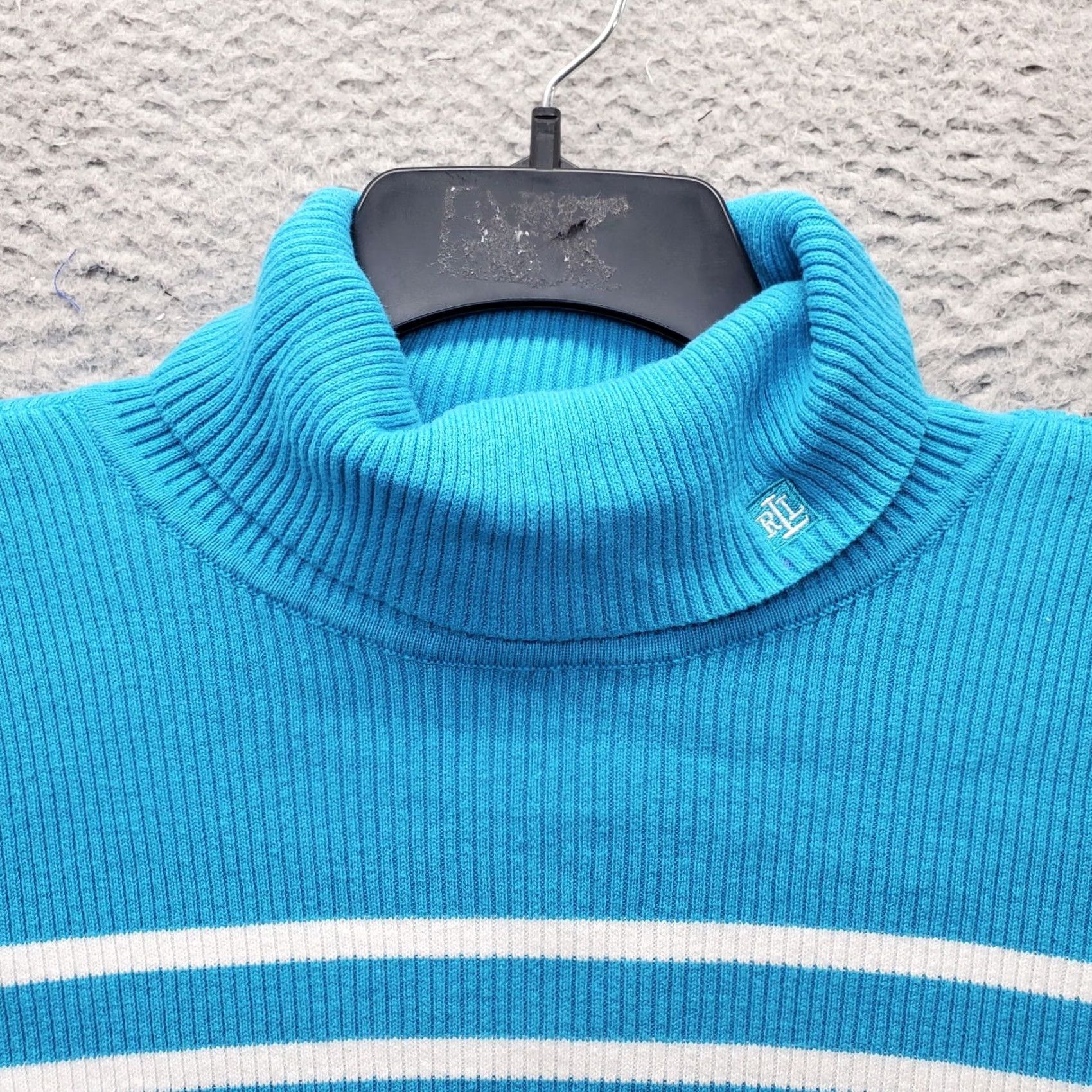 Ralph Lauren Lauren Ralph Lauren Sweater Womens 1X Multi Striped Cotton Logo Rib Turtleneck Size XL / US 12-14 / IT 48-50 - 7 Thumbnail