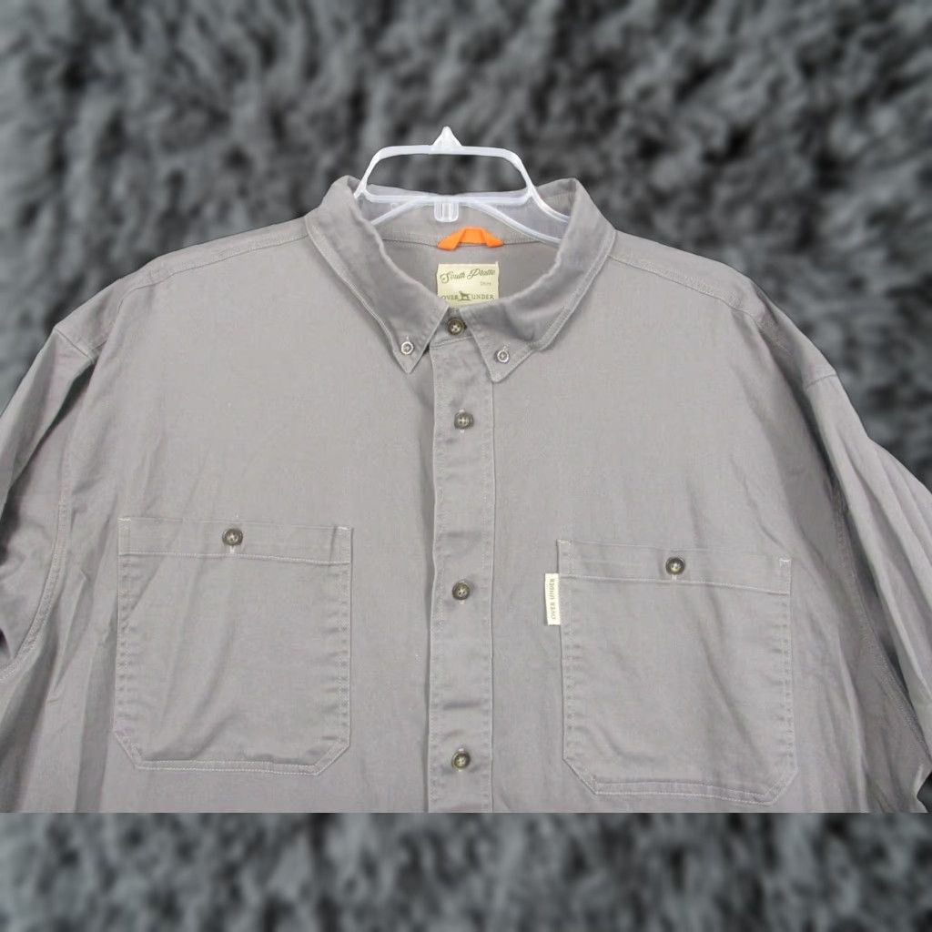 Undercover Over Under South Platte Mens Shirt 2XL Gray Twill Button-Down Long Sleeve Casual Size US XXL / EU 58 / 5 - 1 Thumbnail