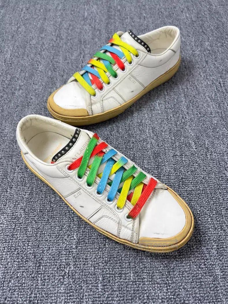 Saint Laurent Paris Saint Laurent Paris Rainbow Shoelaces Distressed Rivet Boa Size US 5.5 / IT 35.5 - 3 Thumbnail