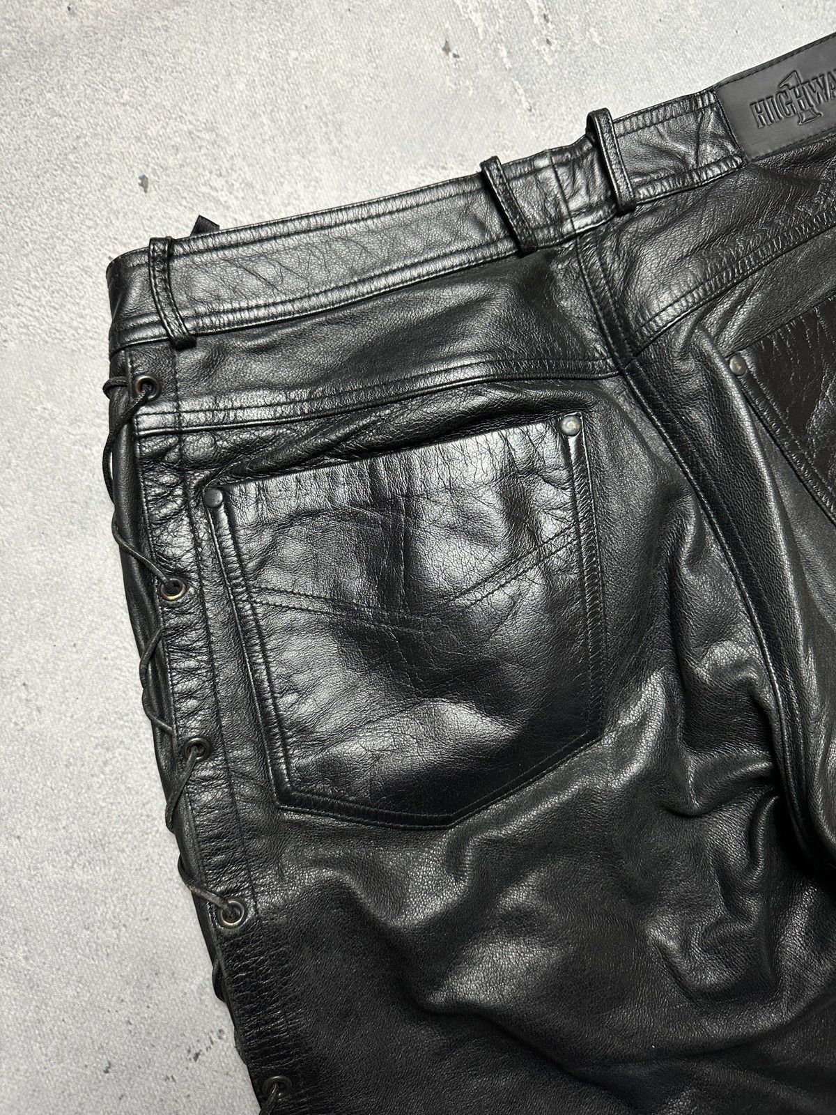Genuine Leather Genuine Real Leather Highway 1 Pant Vintage Rock Punk Racing Size US 33 - 12 Thumbnail