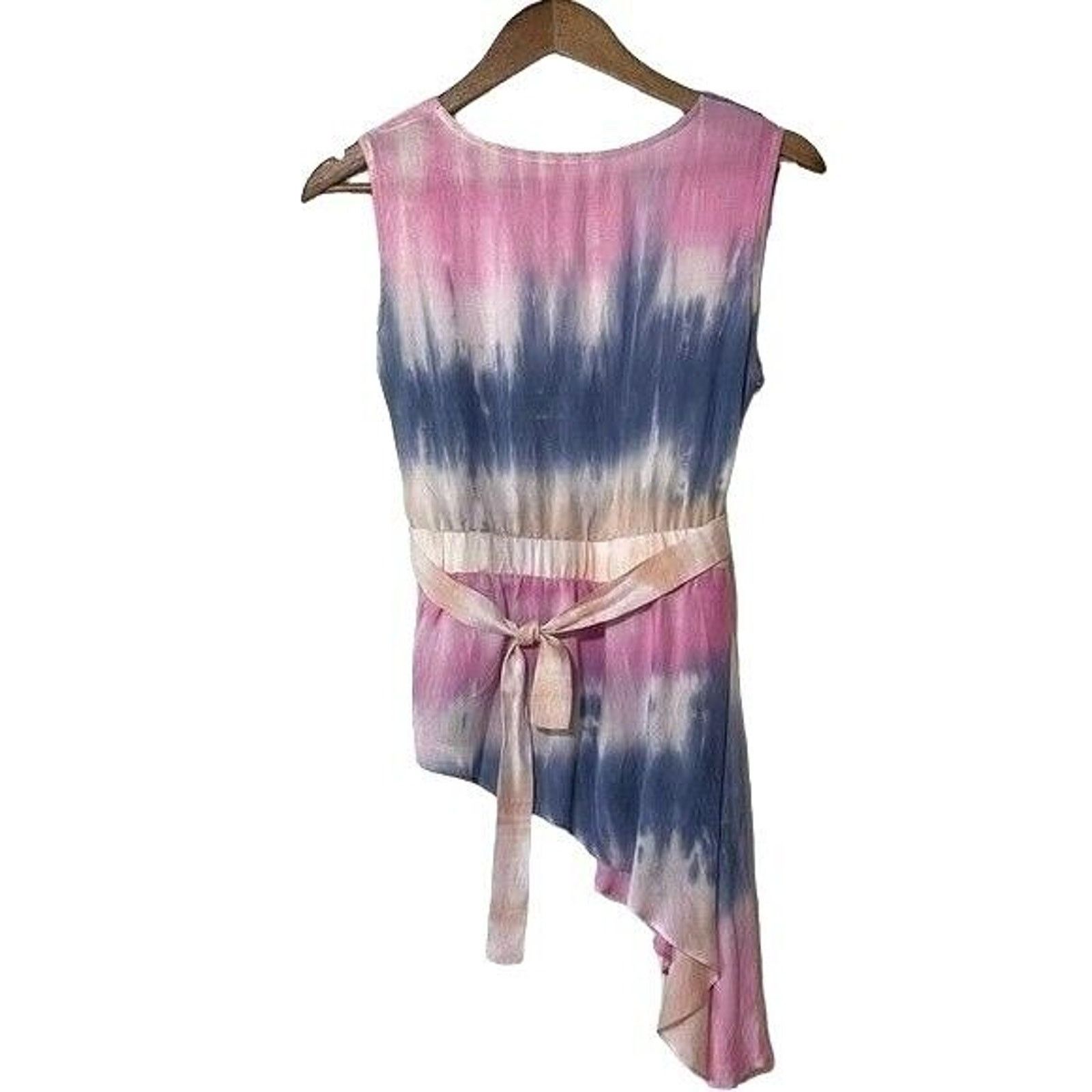 Other Versona Asymmetrical Tie-Dye Pink/Blue V-Neck Top Small Size S / US 4 / IT 40 - 2 Thumbnail
