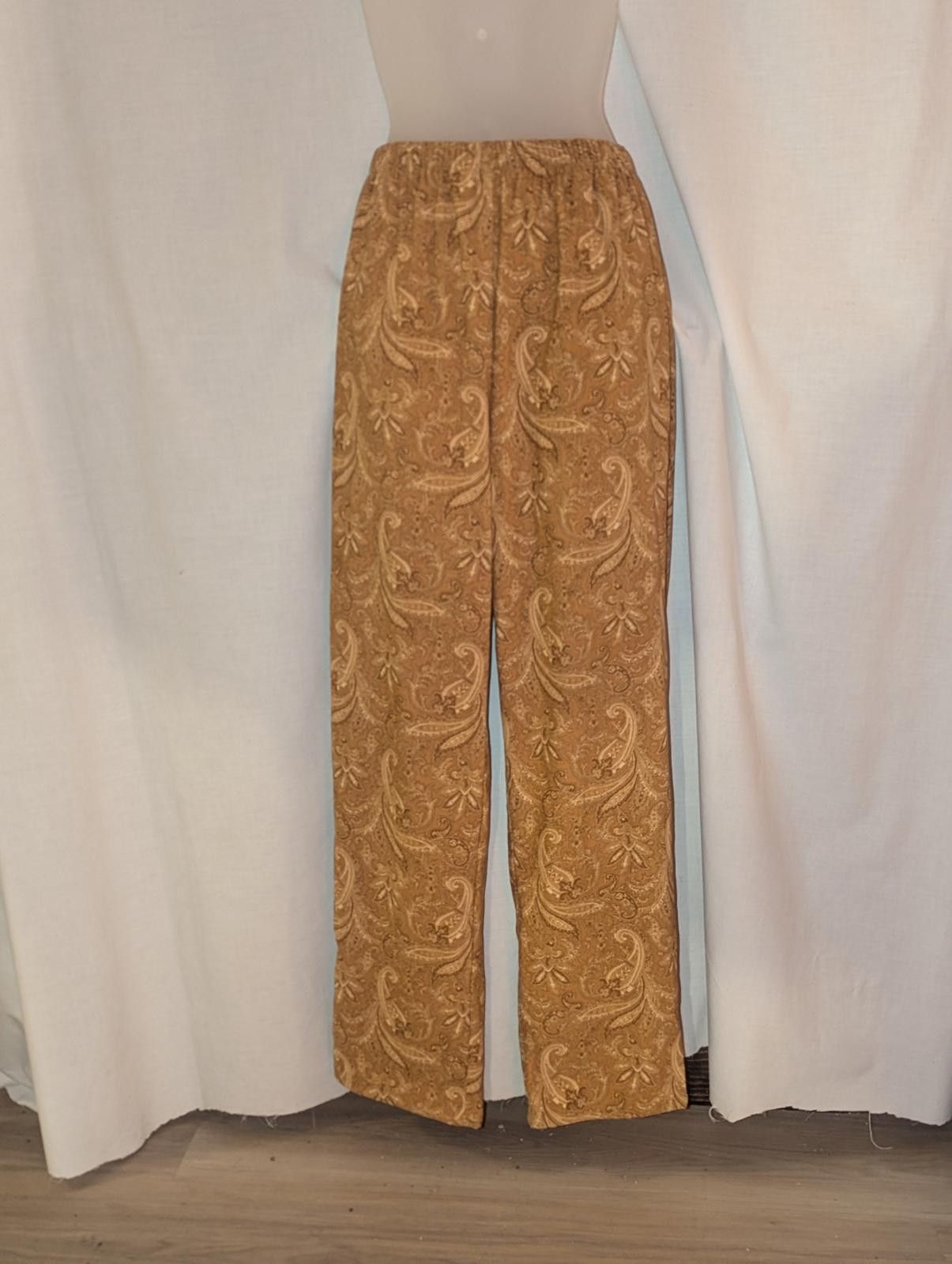 Denim & Co. Vintage 90s Boho Beige Paisley Pants Women's Size S Size 28" / US 6 / IT 42 - 1 Thumbnail