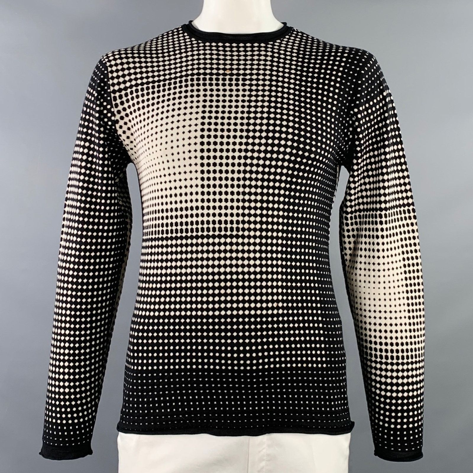 Armani Collezioni Size L Black White Geometric Dots Silk Blend Crew Size US L / EU 52-54 / 3 - 1 Thumbnail