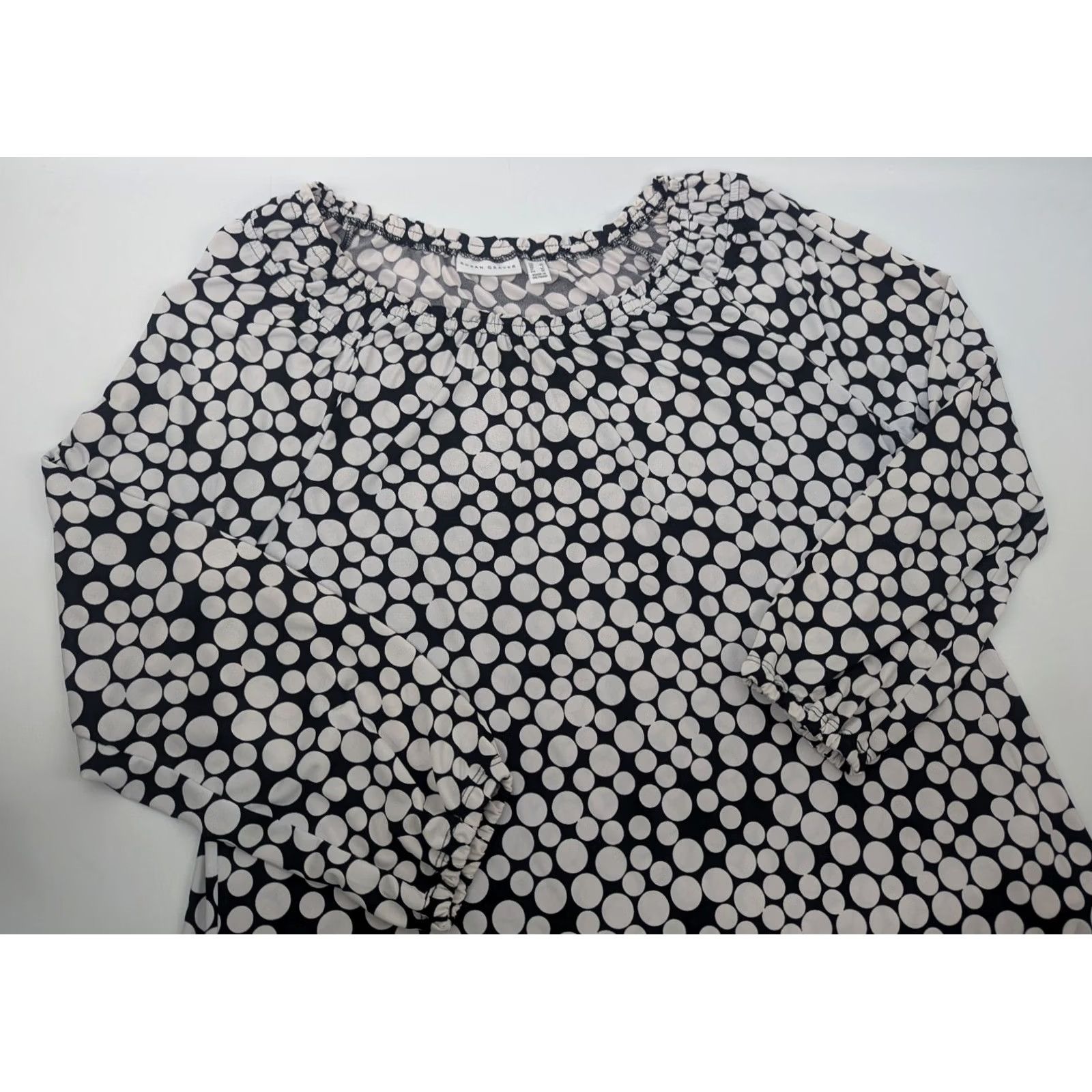 Vintage Susan Graver Tunic Pullover Liquid Knit Polka Dot White Black XS? Size L / US 10 / IT 46 - 2 Thumbnail