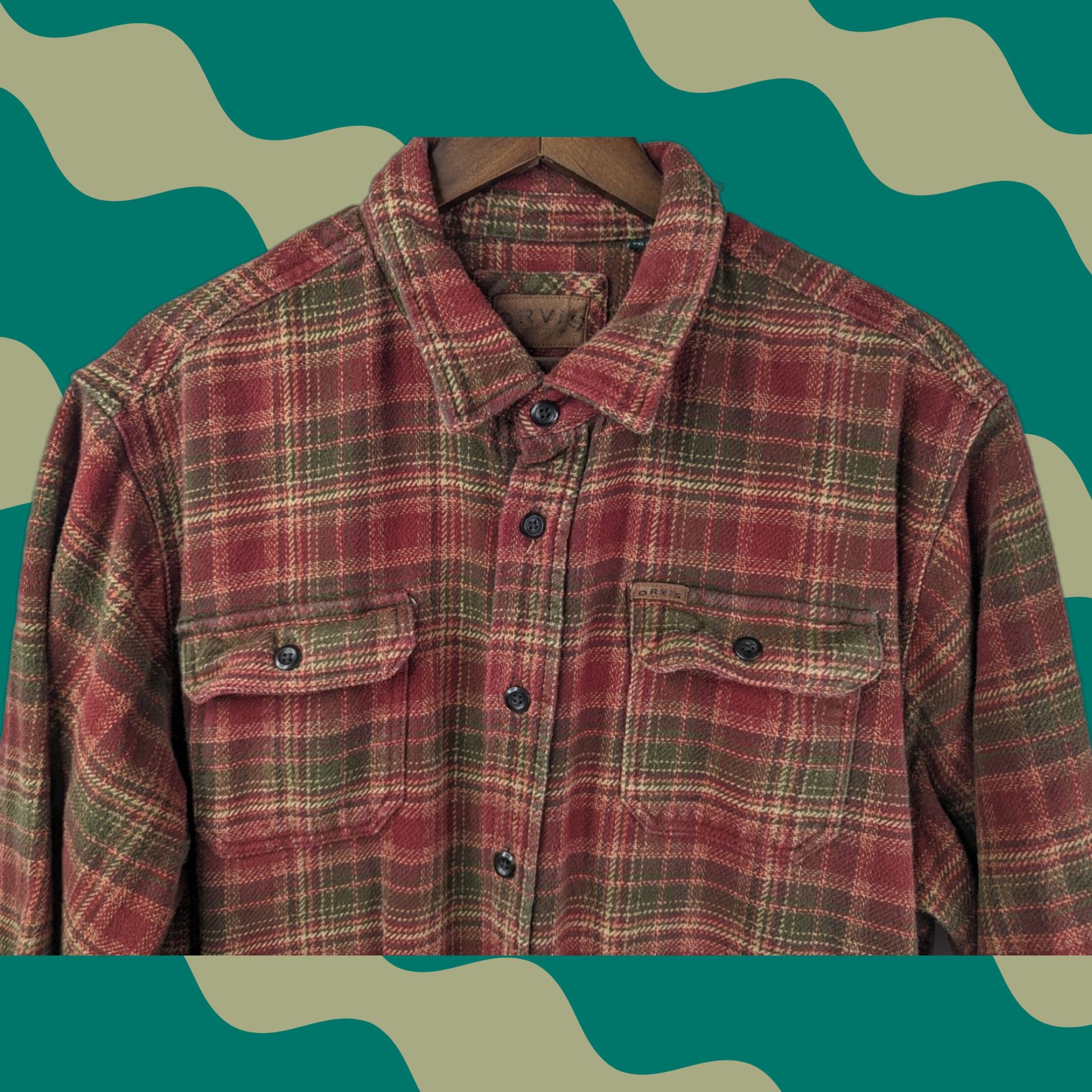 Orvis Orvis Big Bear Flannel Shirt Jacket Heavyweight Cotton Plaid 2XL Red Mens 1312517 Size US XXL / EU 58 / 5 - 1 Thumbnail