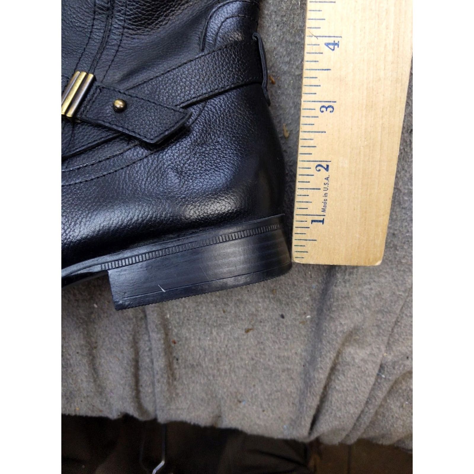 Naturalizer Naturalizer Joan Boots Womens 11W Black Leather Knee High Riding Zip Buckle Size US 11 / IT 41 - 3 Thumbnail