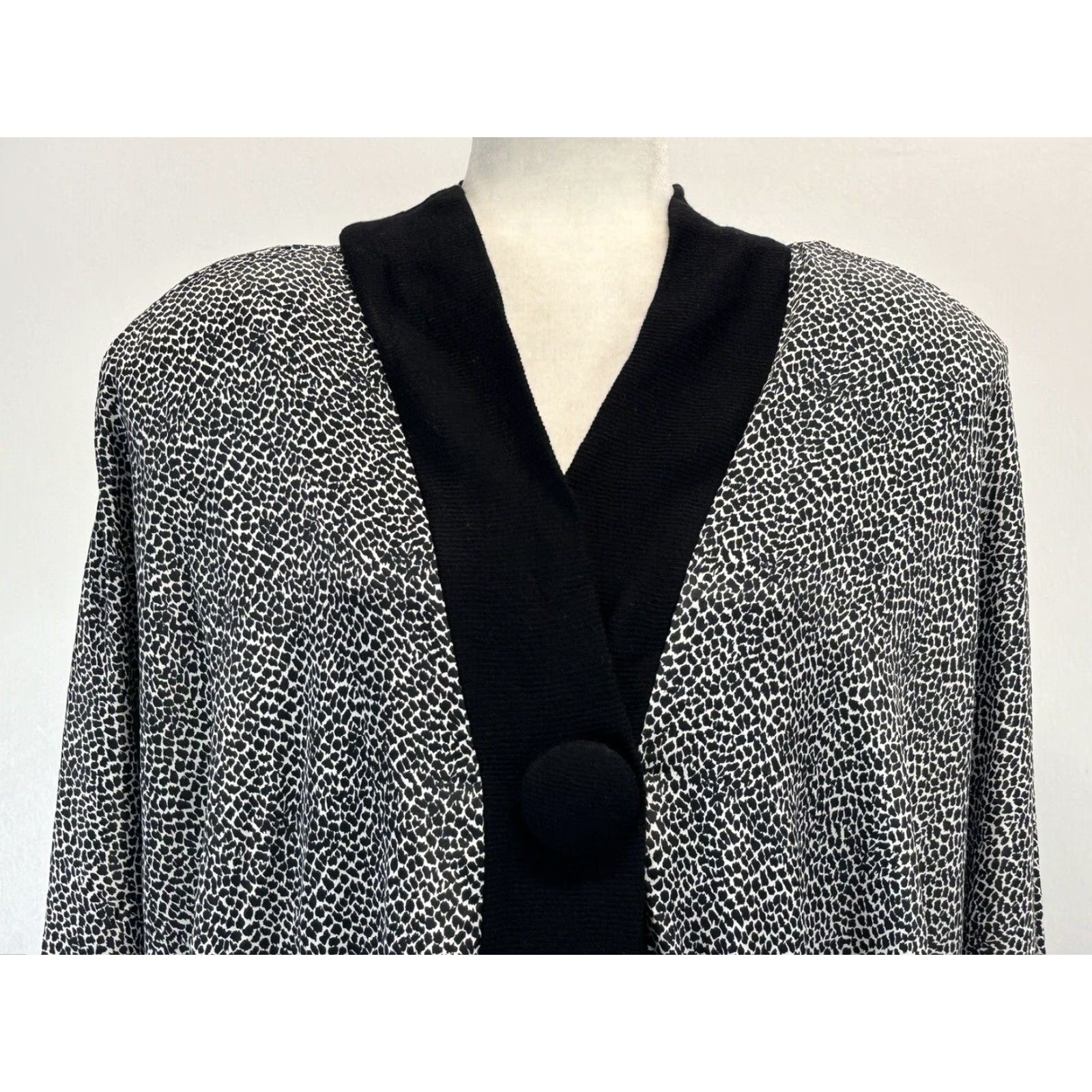Vintage VINTAGE Ricky Smithline Batwing Dress 24W Plus Knit Stretch Skirt Oversized Top Blouson 1980s Black White Mens Women? Size 4XL / US 24-26 - 5 Thumbnail