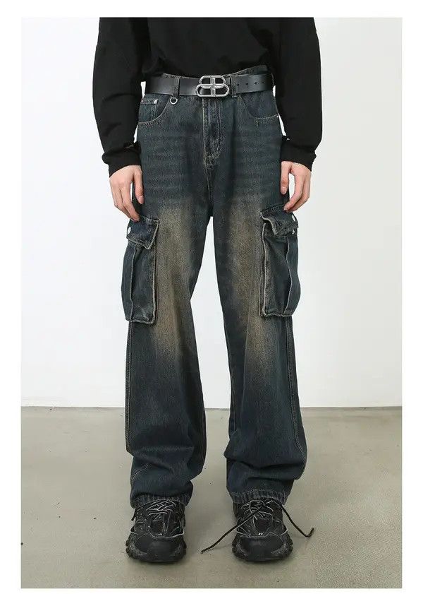 Japanese Brand Rumiko x Yuki Vintage Washed Loose Straight Cargo Jeans Size US 32 / EU 48 - 1 Thumbnail