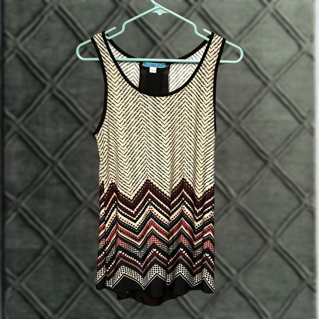 Vintage NWT Julie’s Closet SMALL black print Tunic Tank Top sheer back new 690 Size S / US 4 / IT 40 - 1 Thumbnail