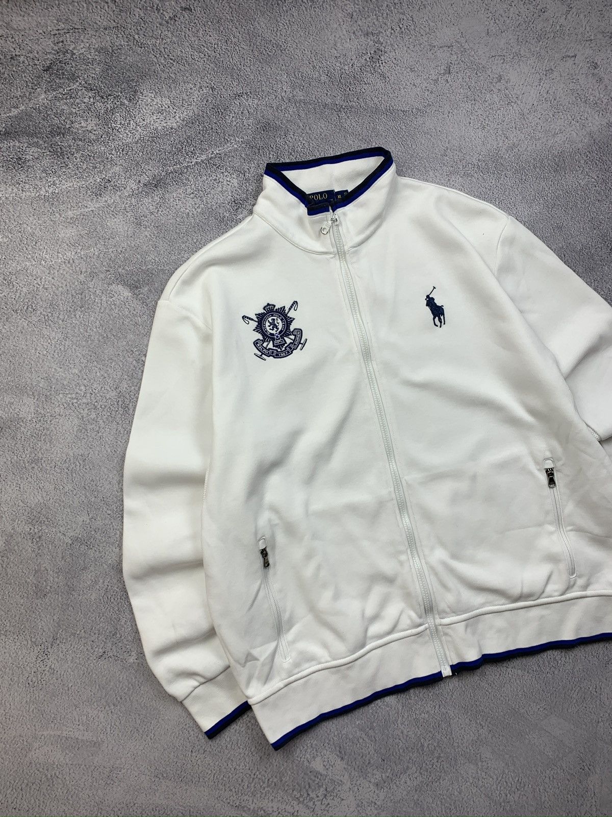 Polo Ralph Lauren Polo Ralph Lauren White Full Zip Sweater XL Crest Logos Mens Size US XL / EU 56 / 4 - 2 Thumbnail