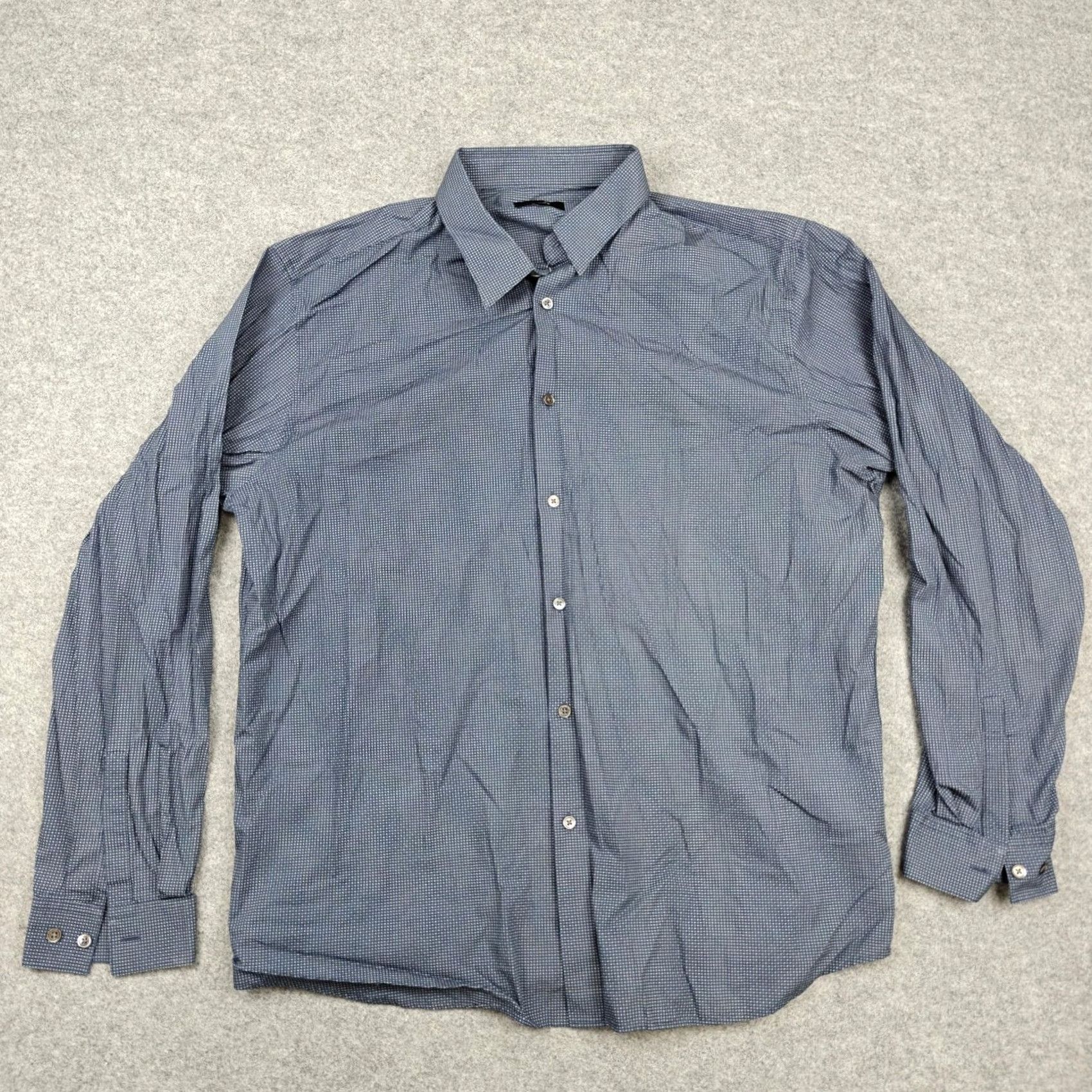 Theory Theory Dress Shirt Mens 2XL Blue Graphic Dot Regular Fit Long Sleeve Button Up Size 48R - 2 Thumbnail